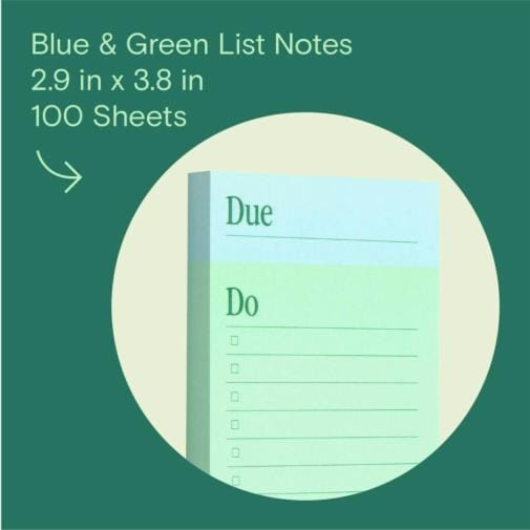 Noted by Post-it Mini List Notes, Blue and Green Sticky