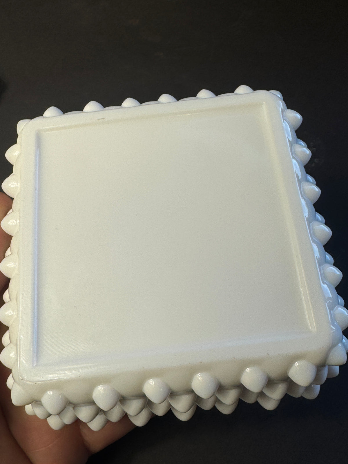 Vintage Fenton White Hobnail Trinket Dish With Cover