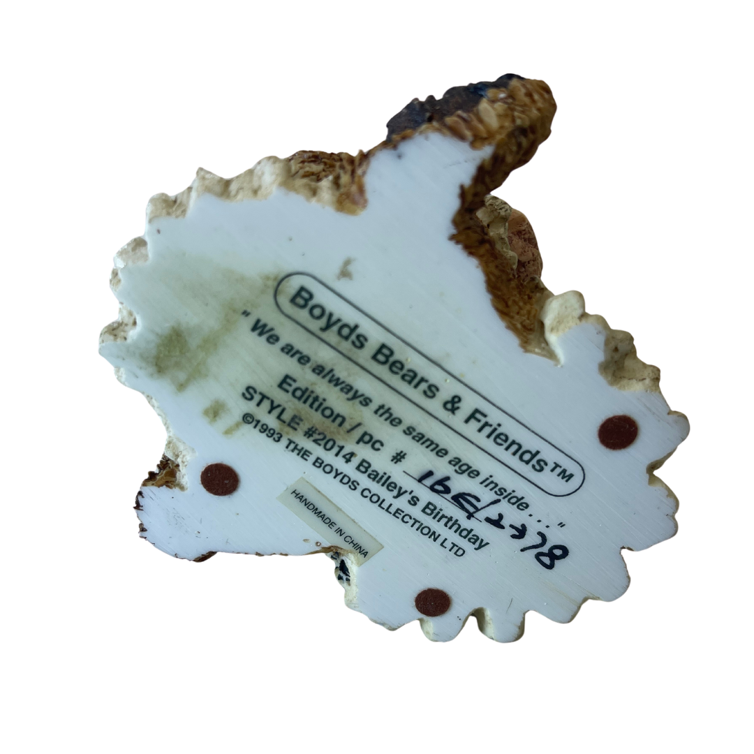 Boyds Bearstone Collection Bailey's Birthday #2014 Numbered