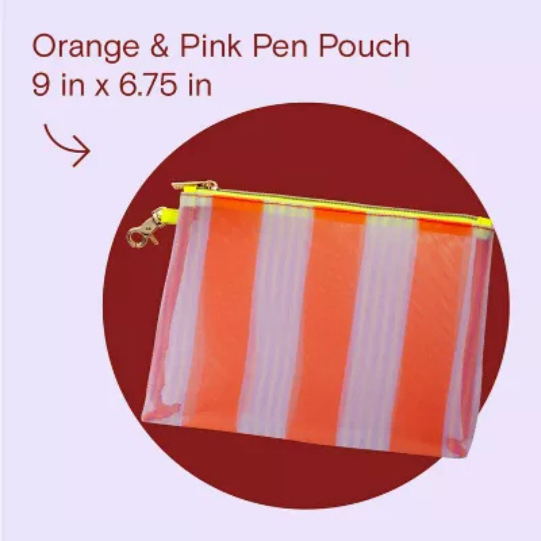 Noted by Post-it Pen and Pencil Pouch, Orange & Pink