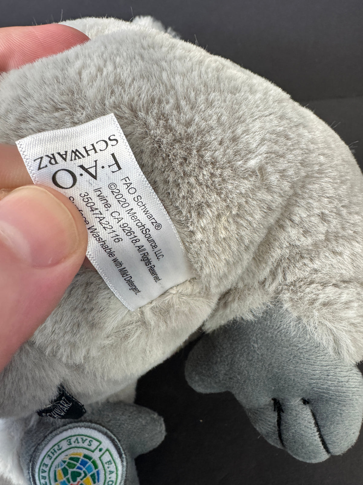572 - FAO SCHWARZ Stuffed Animal Gray KOALA with Bamboo Save the Earth Plush Toy 2020