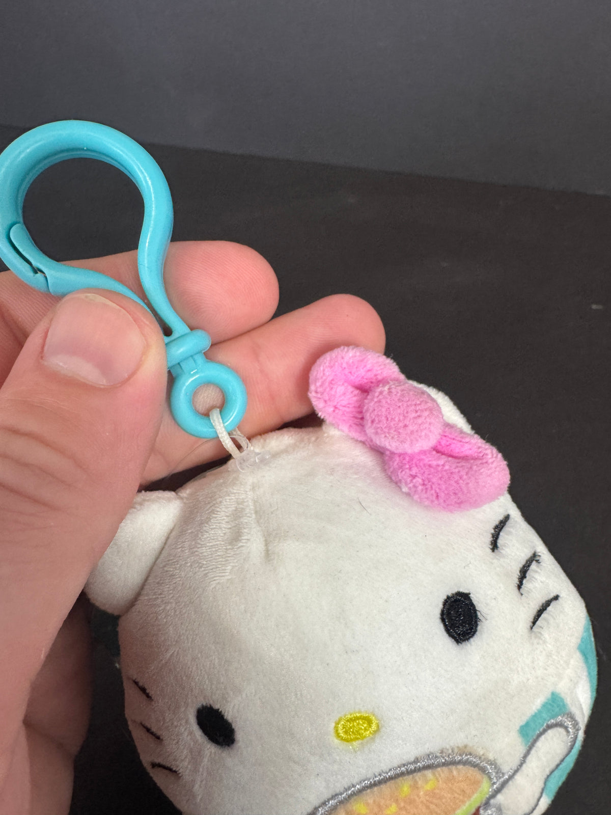 029 - Squishmallows 3.5" Hello KITTY CLIP w/ burger sanrio