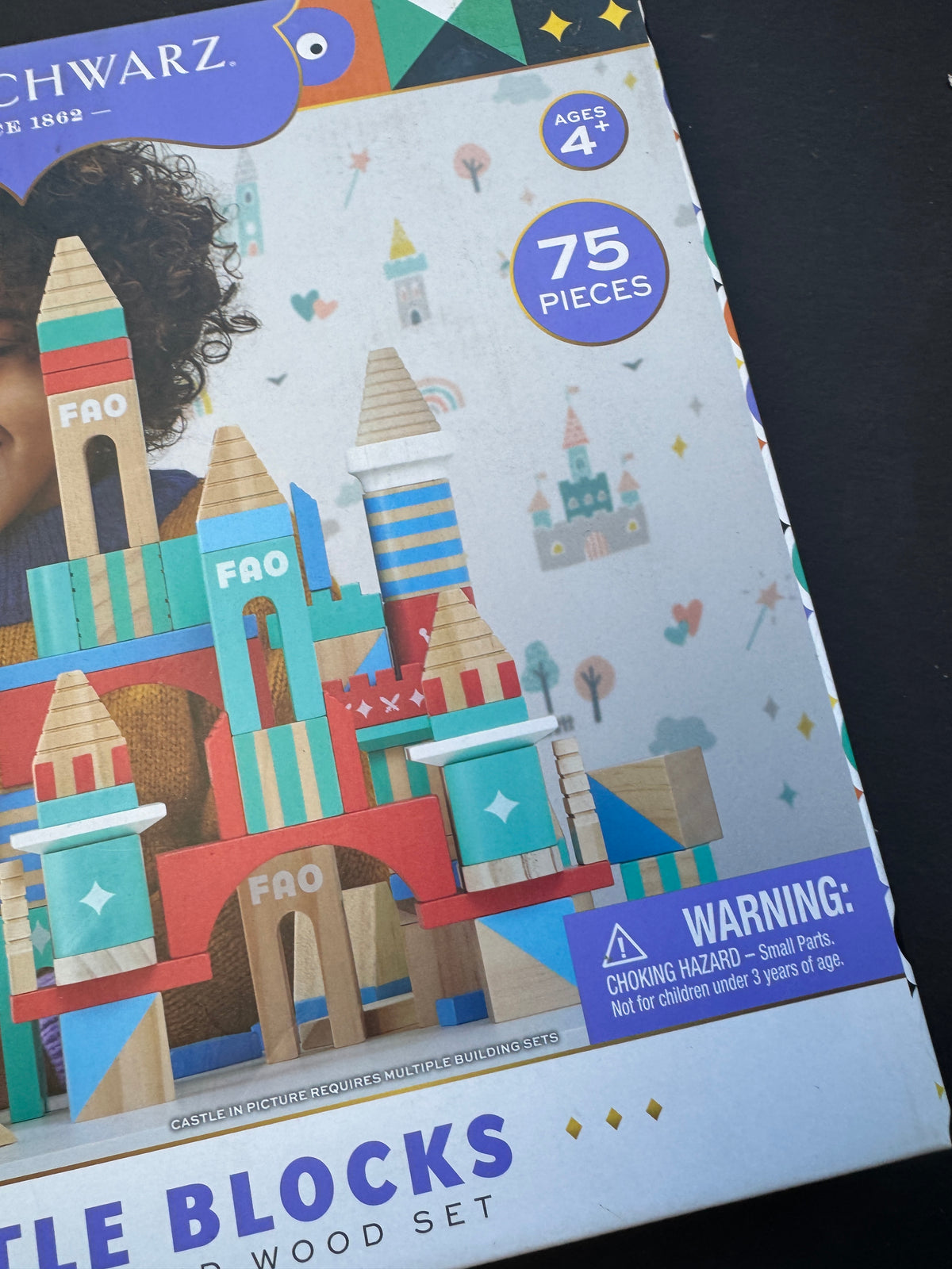 FAO Schwarz Build Your Own Fortress Toy Wood Castle Blocks 75pc