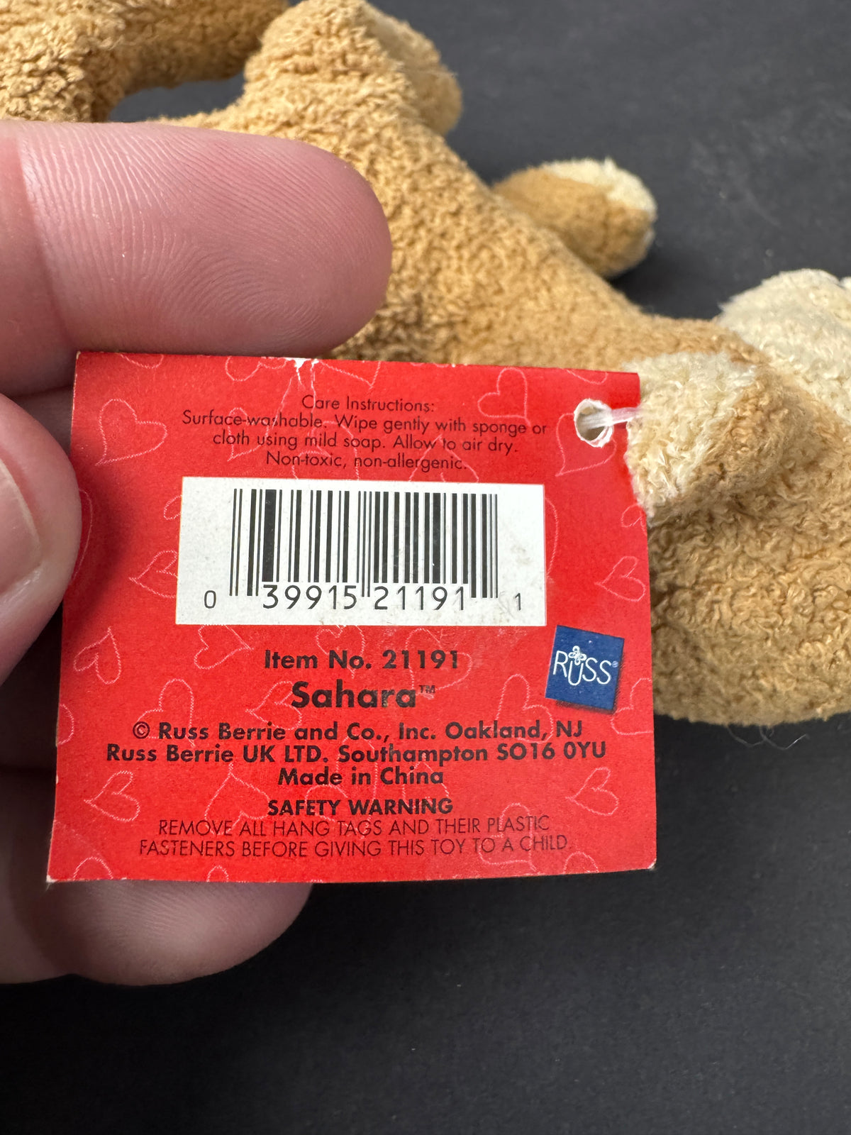 578 - Vtg Russ Berrie Luv Pets Sahara Camel Plush Bean Bag