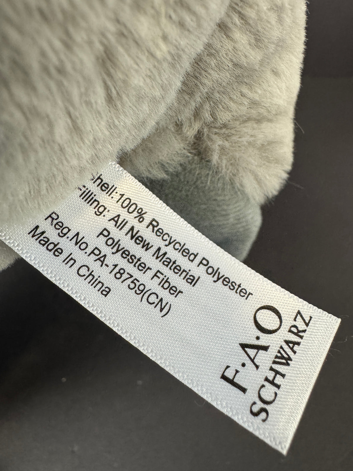 572 - FAO SCHWARZ Stuffed Animal Gray KOALA with Bamboo Save the Earth Plush Toy 2020