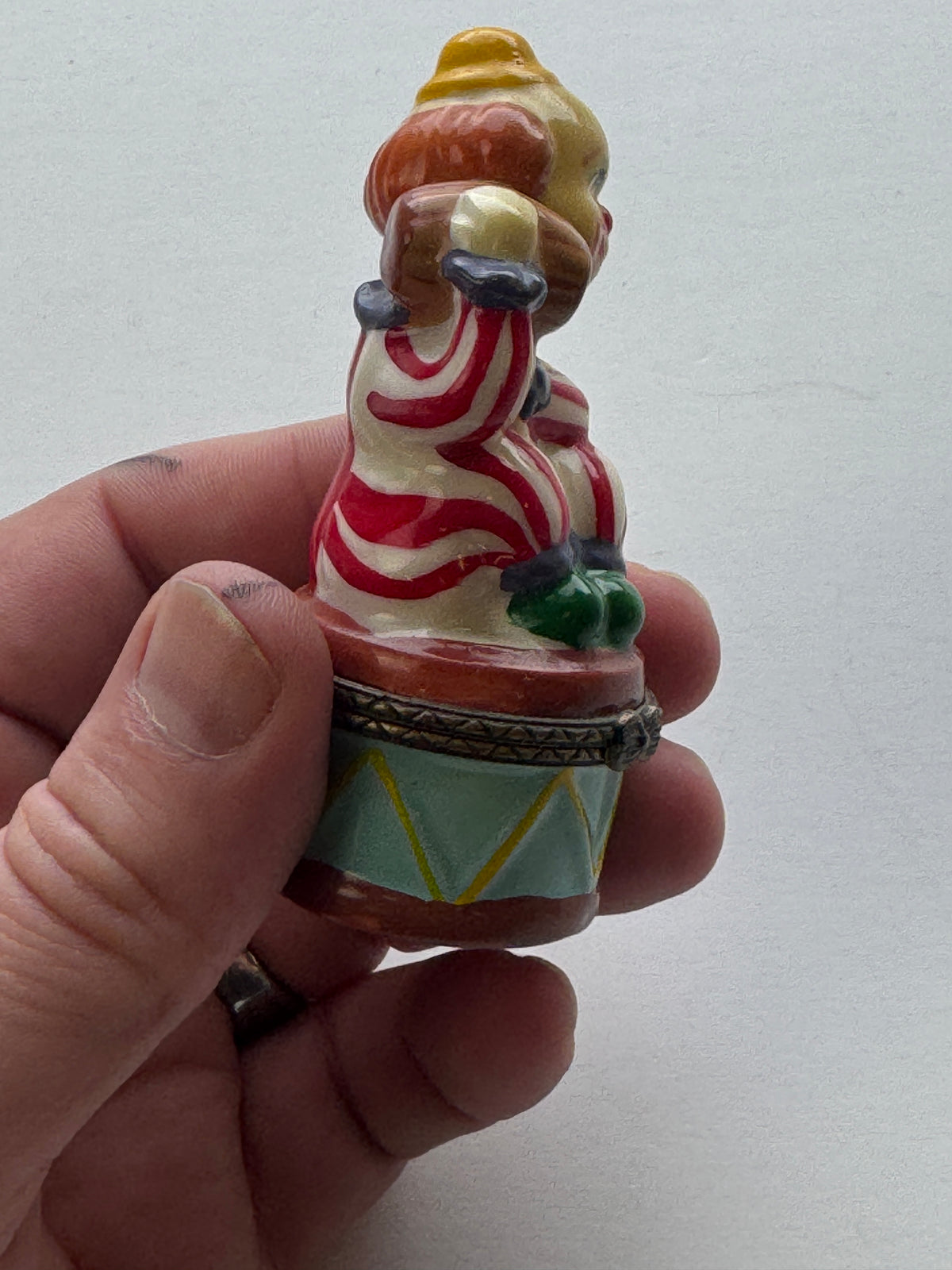 520 - VINTAGE Style Clown Figural Hinged Trinket Box Circus Collectible