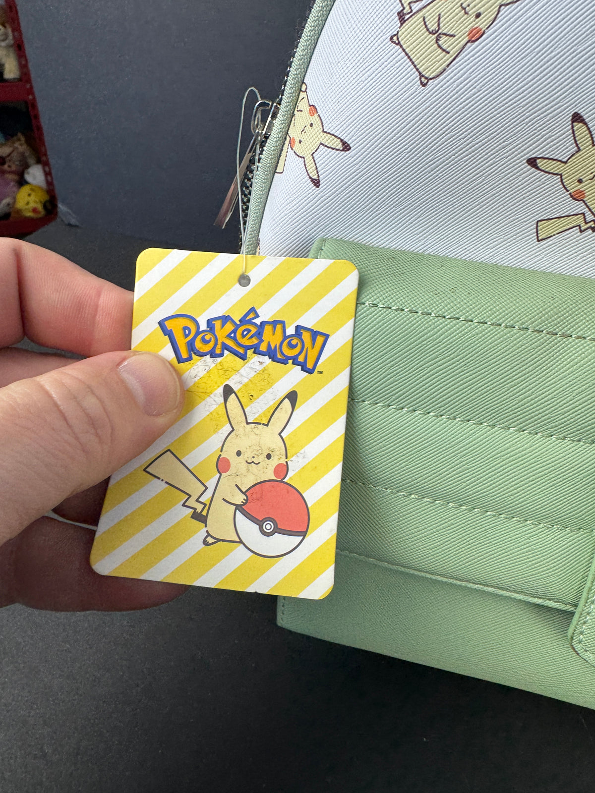 Pokemon 11" Mini Backpack - Green White Yellow Pikachu. Kawaii Comfy Cute