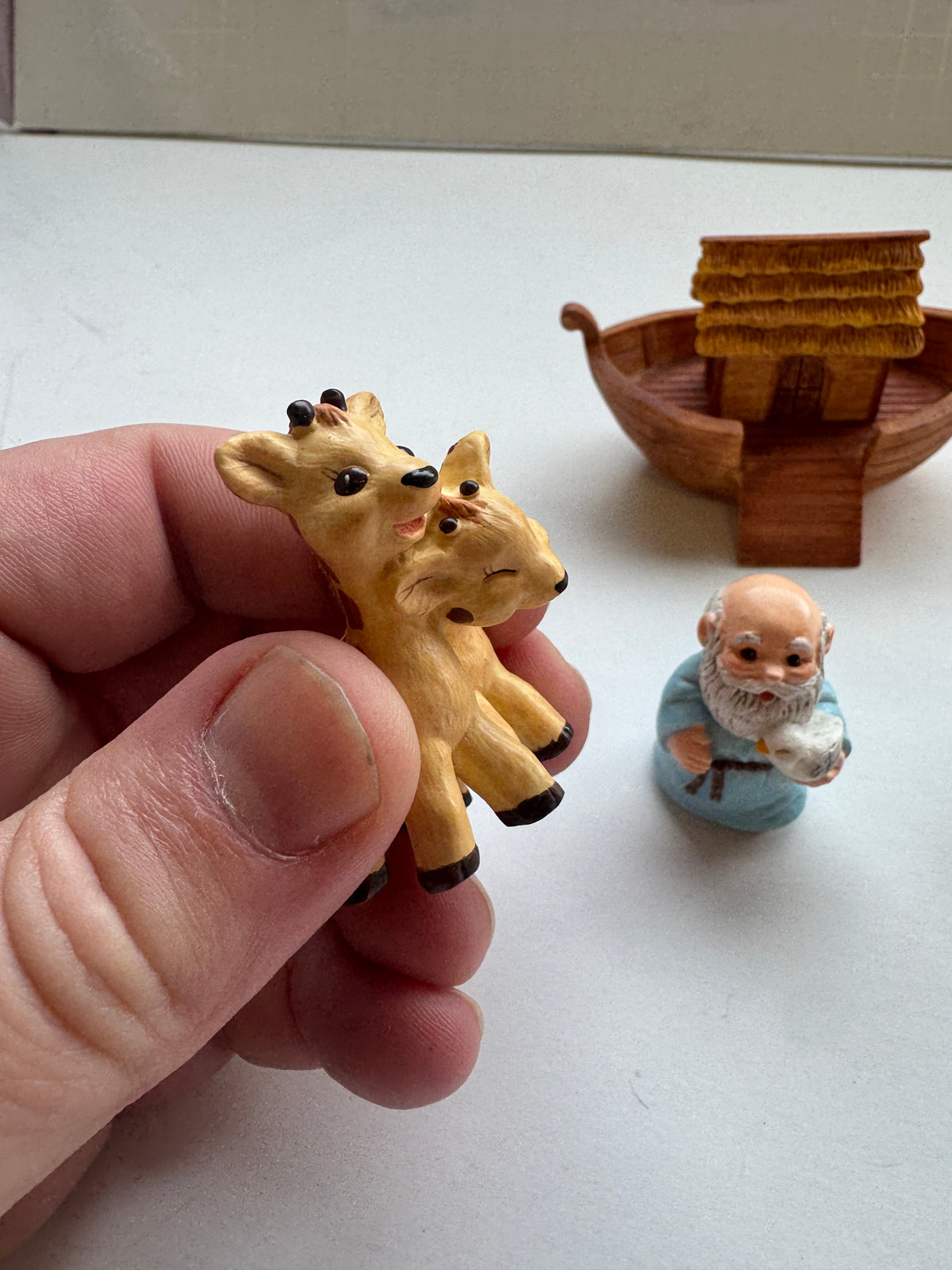 510 - Hallmark Merry Miniatures Noah and Friends, 1996 Story Time figurines, Noah, boat, elephants, giraffes