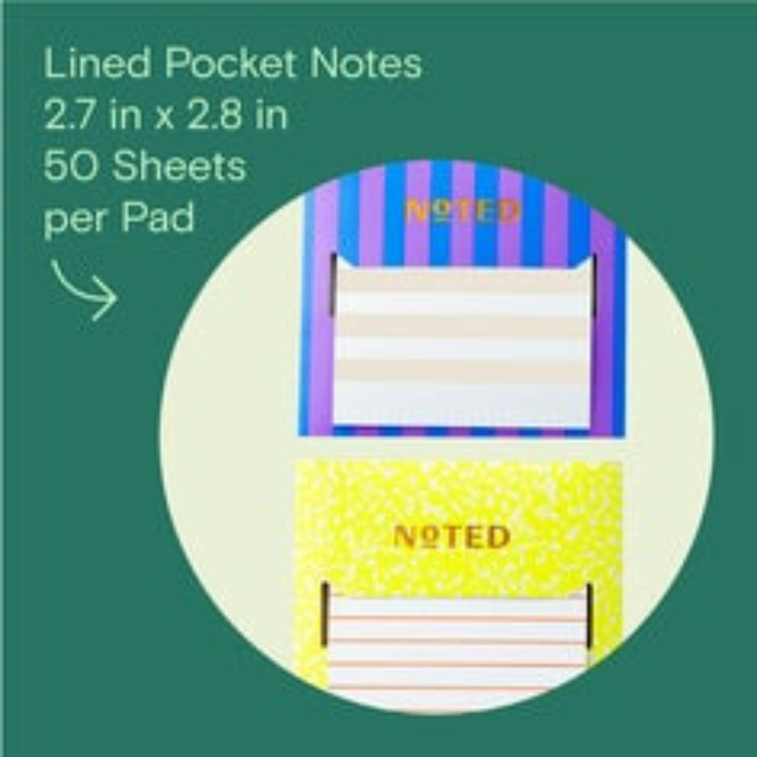 Noted by Post-it Pocket Notes, Multi-Color 2 Sticky Notes Pads