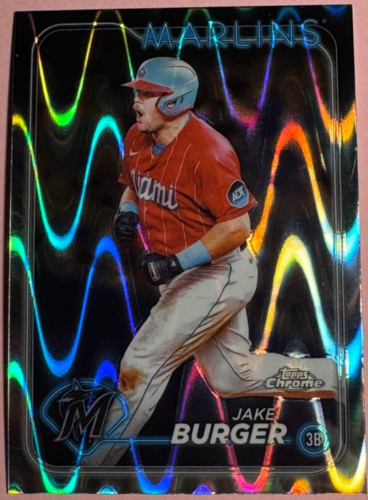 2024 Tops | Chrome | Baseball | Jake Burger #108 | Marlins | Wave Refractor