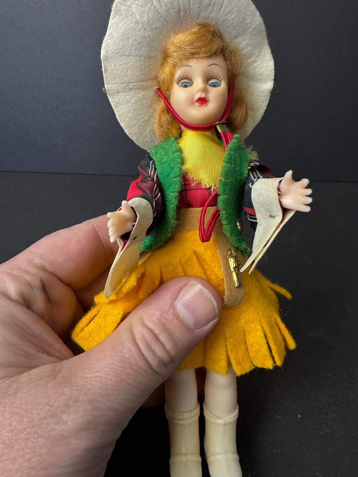 285 - Vintage Plastic Doll Cowgirl Western Sleep Eyes Girl