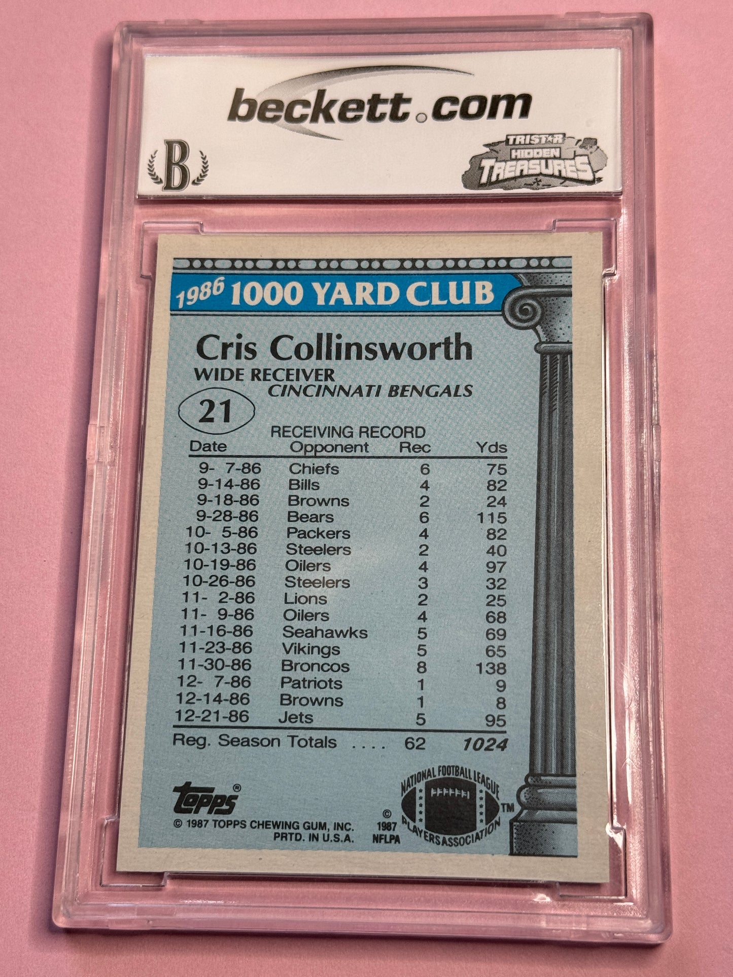 1987 Topps Chris Collinsworth #21 Bengals 1000 Yrd Club BCCG 9 Slab