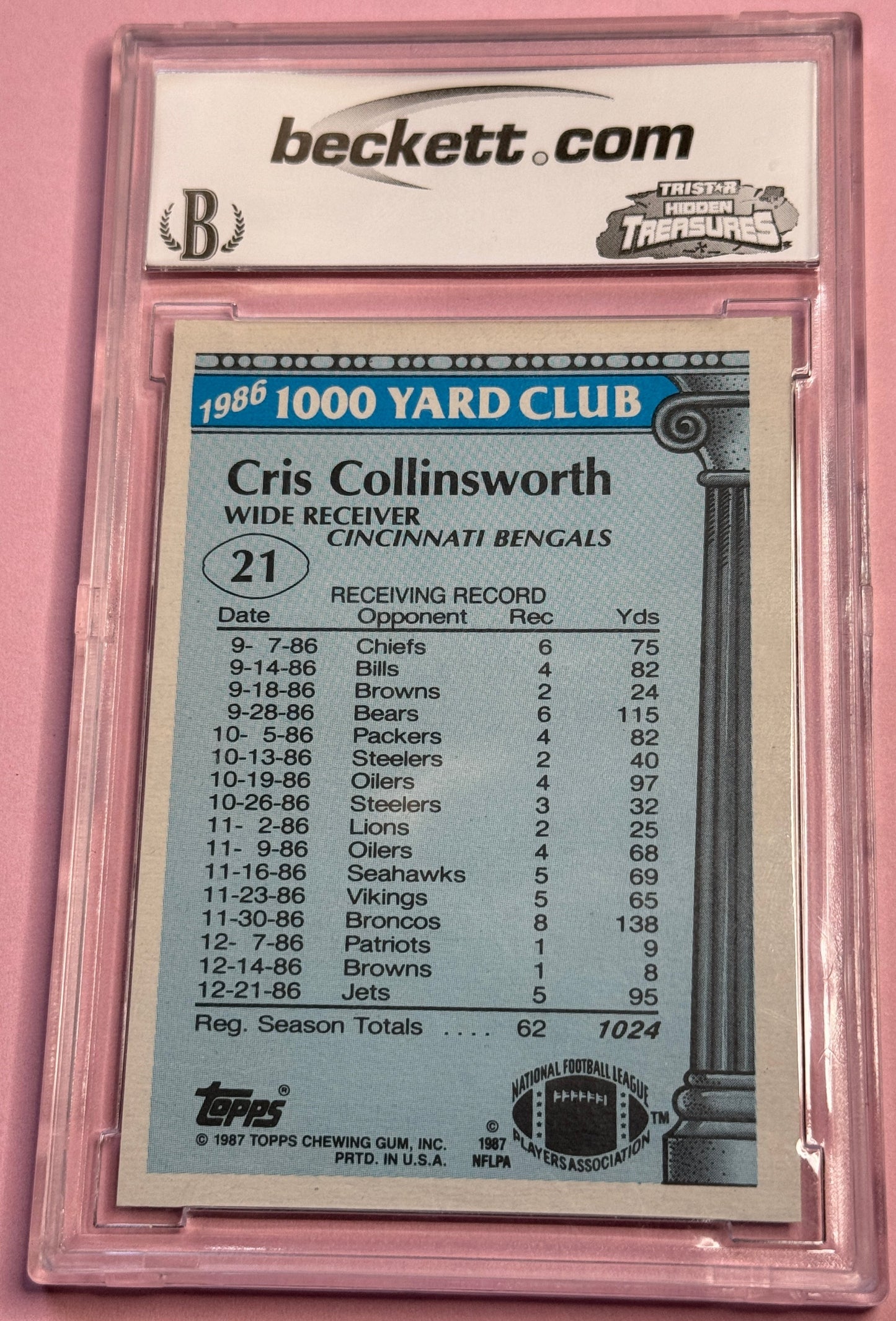 1987 Topps Chris Collinsworth #21 Bengals 1000 Yrd Club BCCG 9 Slab