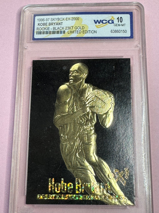 1996 Skybox EX-2000 Kobe Bryant Lakers Black 23KT Gold LE WCG 10 Slab