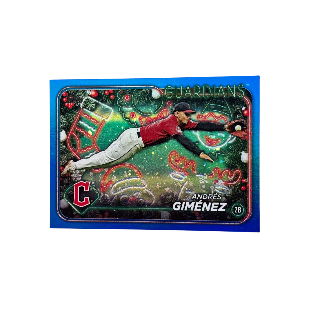 2024 Topps Baseball Holiday Andres Gimenez #H58 Guardians Blue Metallic