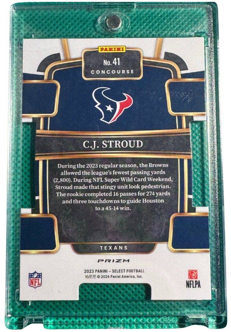 2023 Paninin Select Football CJ Stroud #41 Texans RC Red/Yellow Die Cut