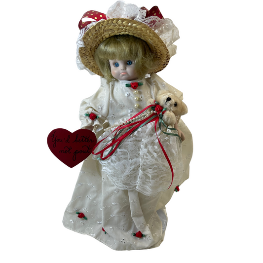 Valentines Porcelain Doll! 14" w/ Stand