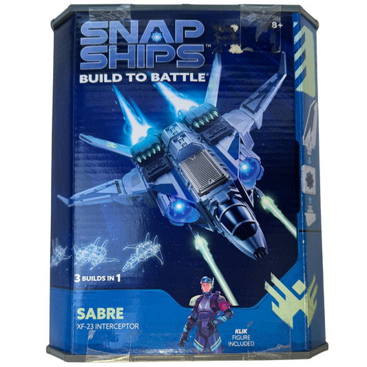 Snap Ships Sabre XF-23 Interceptor Build to Battle Kit - 3 Builds in 1 with Klik Figure - Authentic Construction and Play Experience!