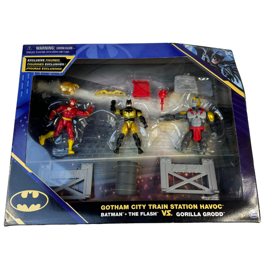 Batman Gotham City Train Station Set with Batman & Flash vs. Gorilla Grodd - Collectible Edition