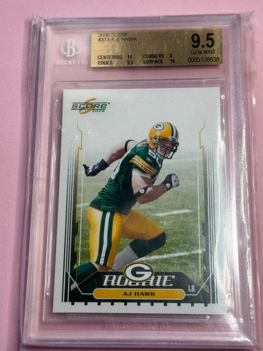 2006 Score AJ Hawk #373 Packers RC Beckett 9.5 Slab