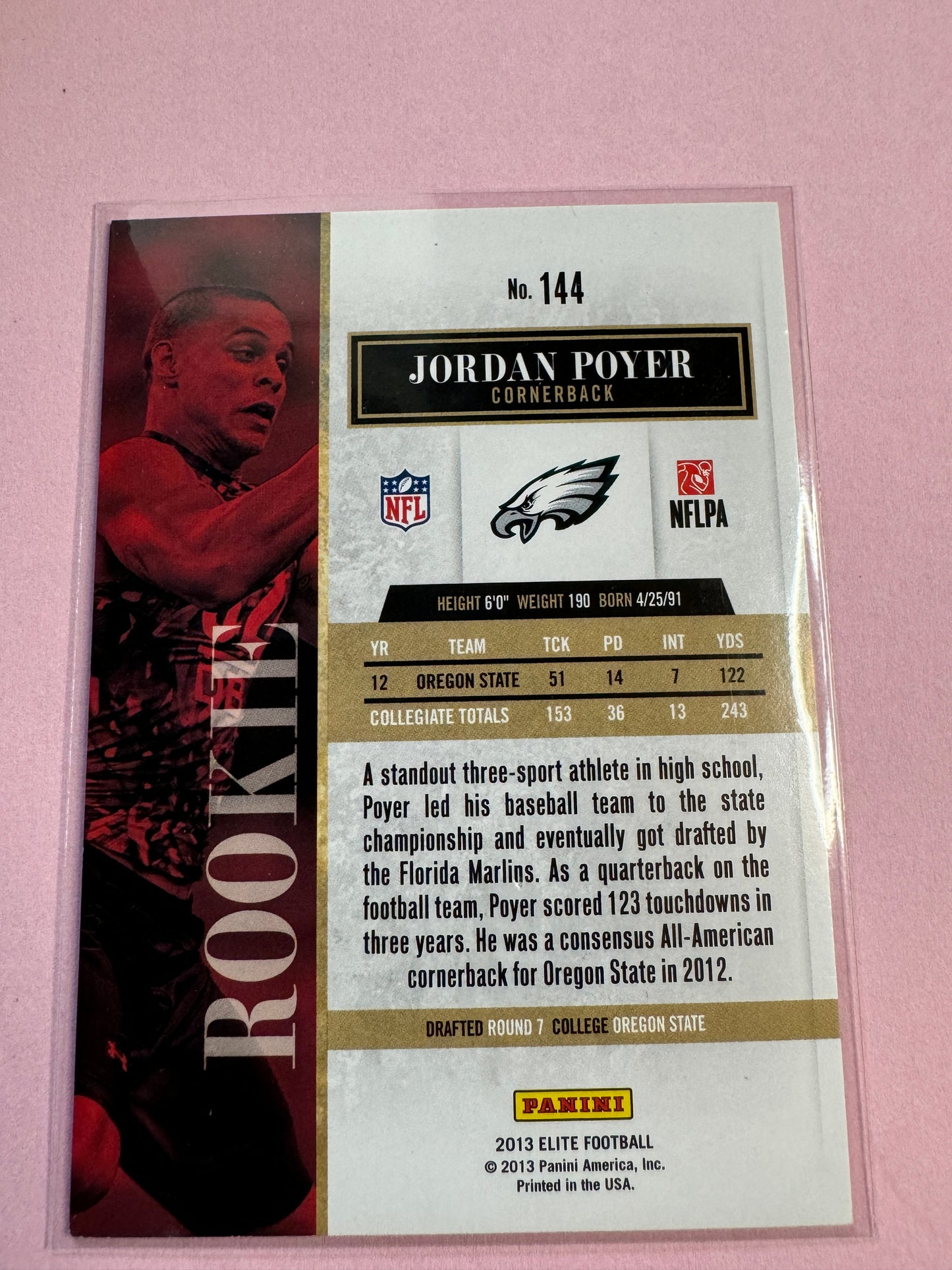 2013 Panini Elite Football | Jordan Poyer #144 | Eagles RC Turn of the Century  #069/199