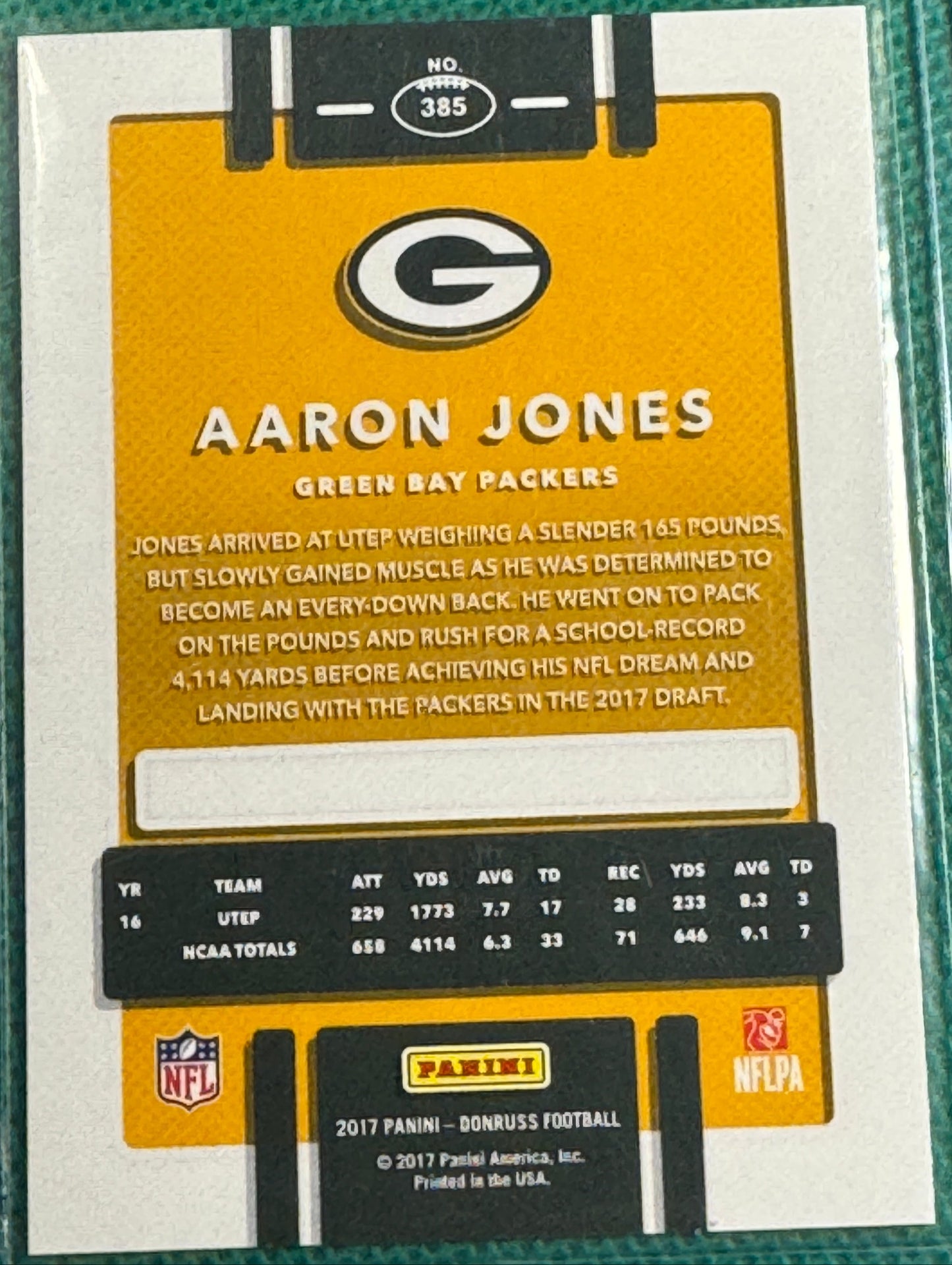 2017 Panini Donruss Football Aaron Jones #385 Packers Rookie Card