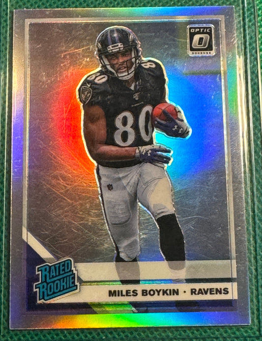 2019 Panini Donruss Optics Football Miles Boykin #180 Ravens Rated Rookie Holo