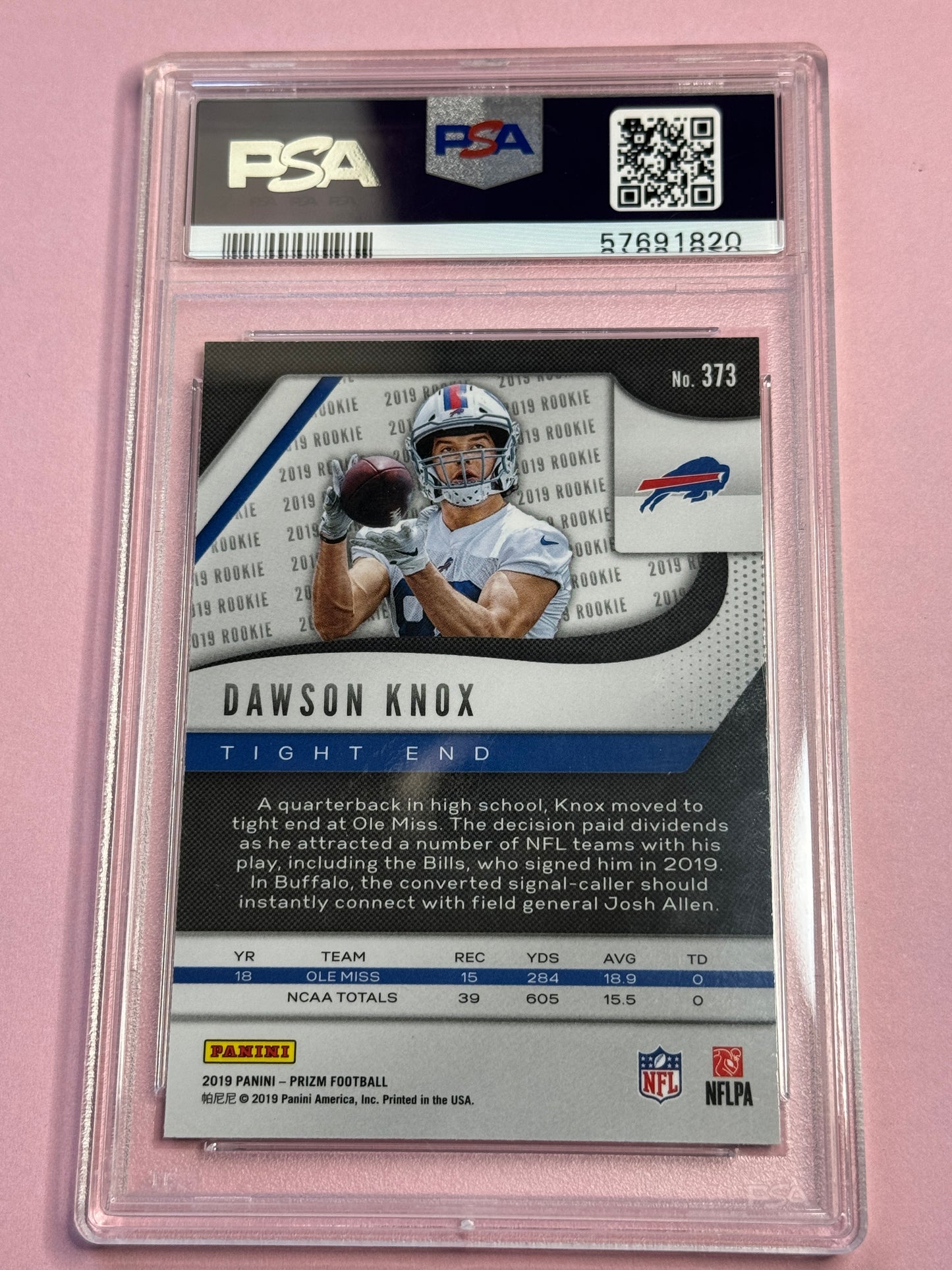 2019 Panini Prizm Dawson Knox #373 Bills RC PSA 9 Slab