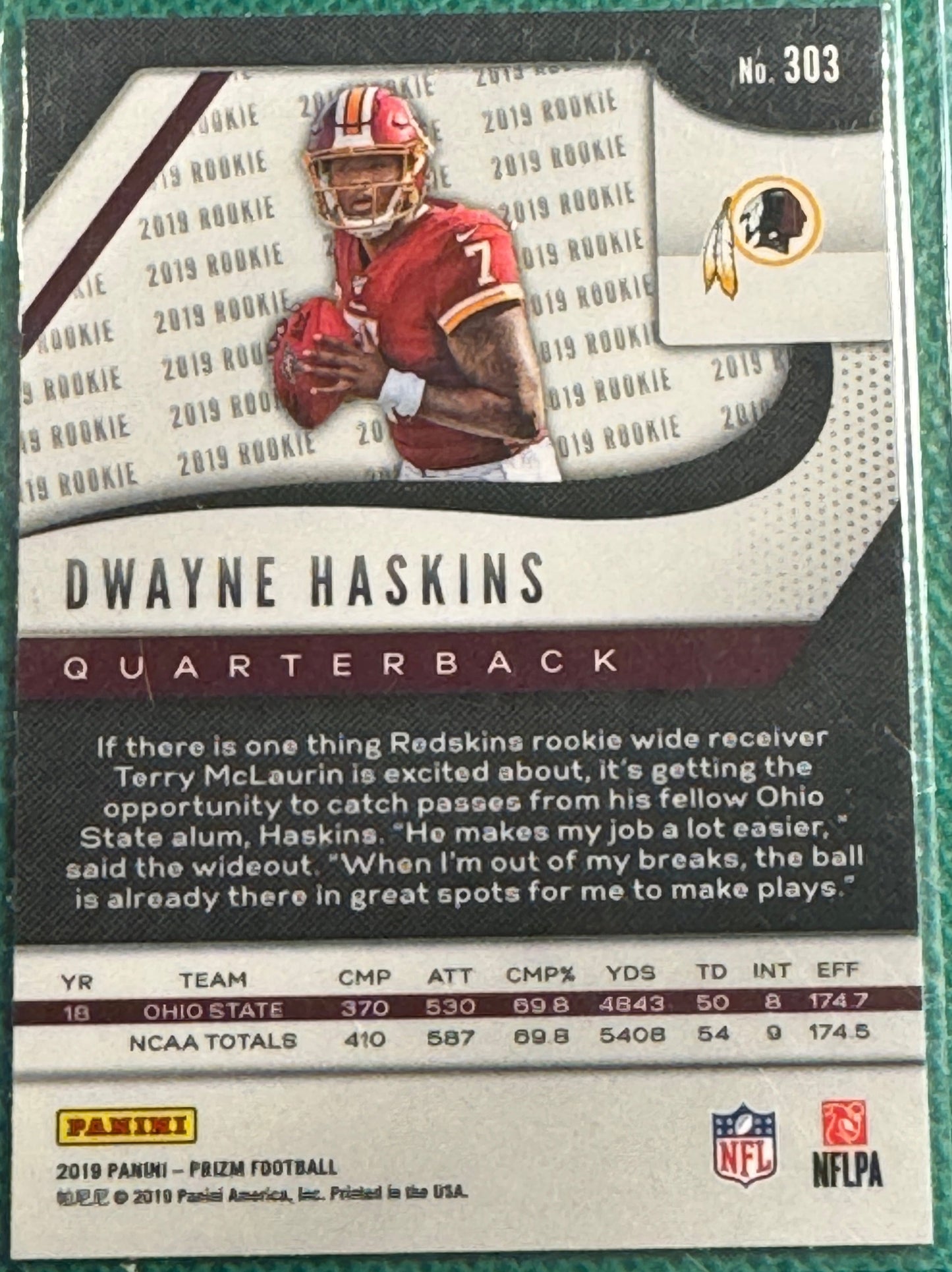 2019 Panini Prizm Football Dwayne Haskins #303 Redskins