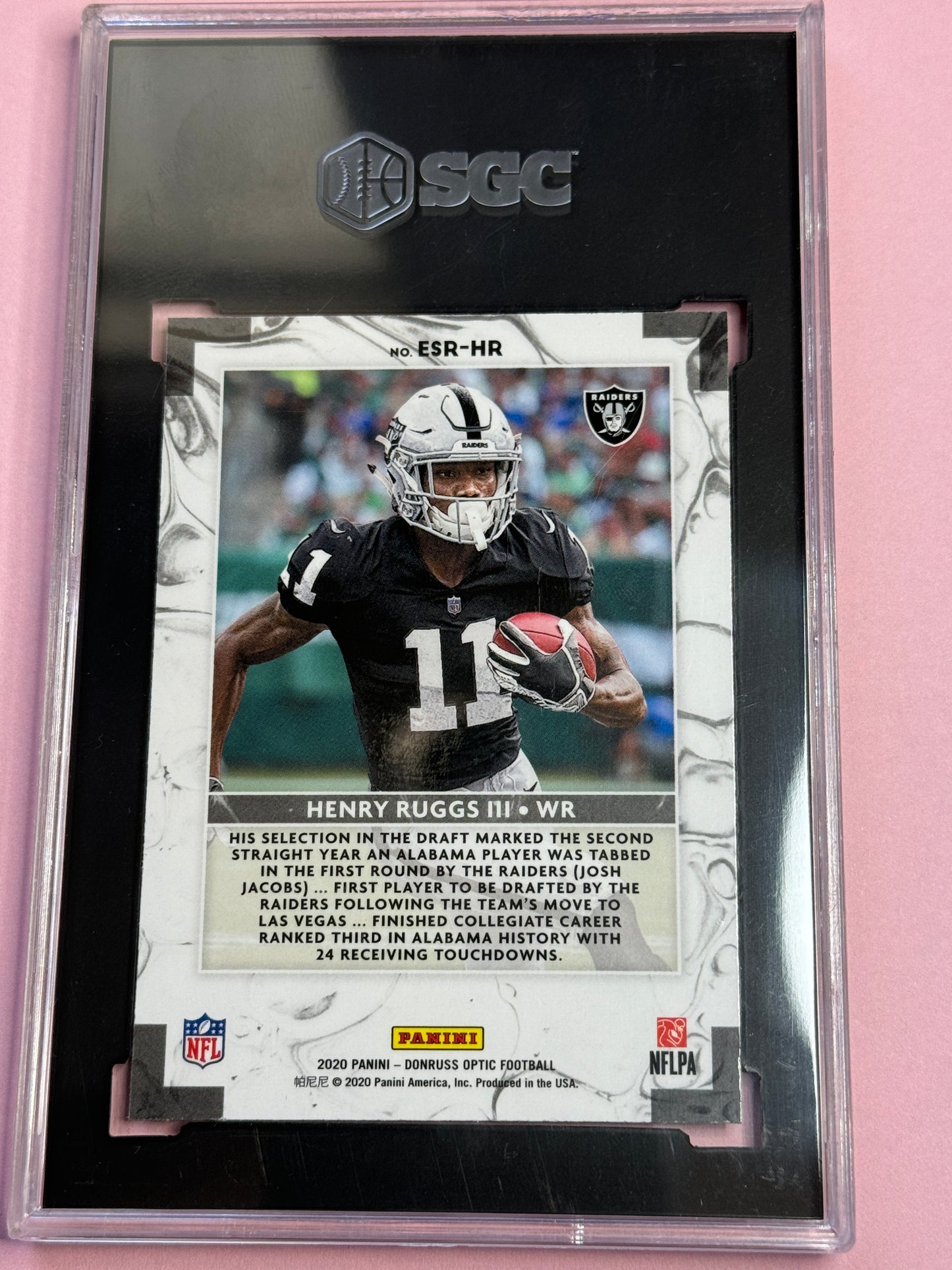 2020 Donruss Optic Henry Ruggs III No.ESR-HR Raiders RC SGC 9.5 Slab