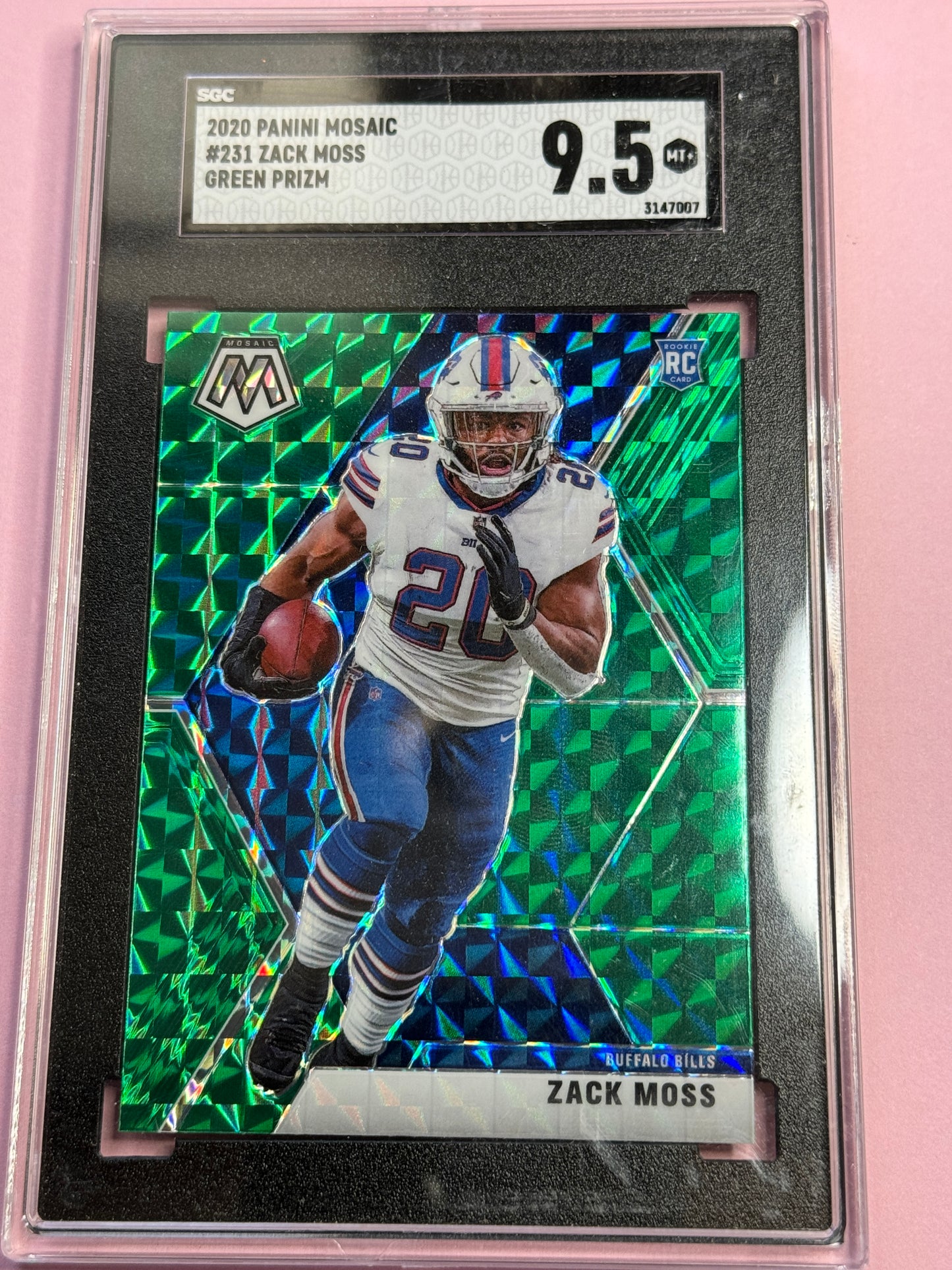 2020 Panini Mosaic Zack Moss #231 Bills RC Green Prizm SGC 9.5 Slab