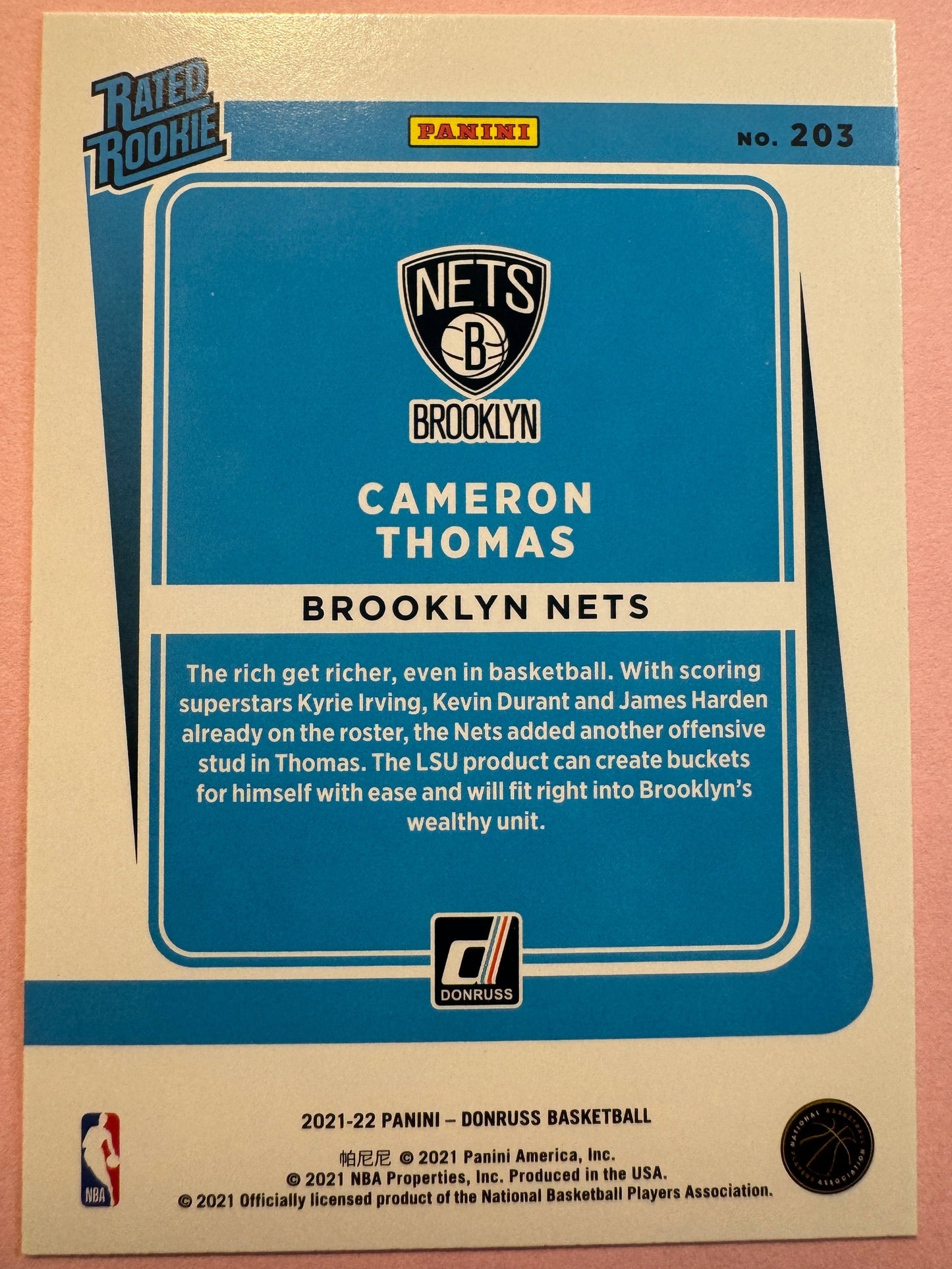 2021 Panini Donruss Basketball Cameron Thomas #203