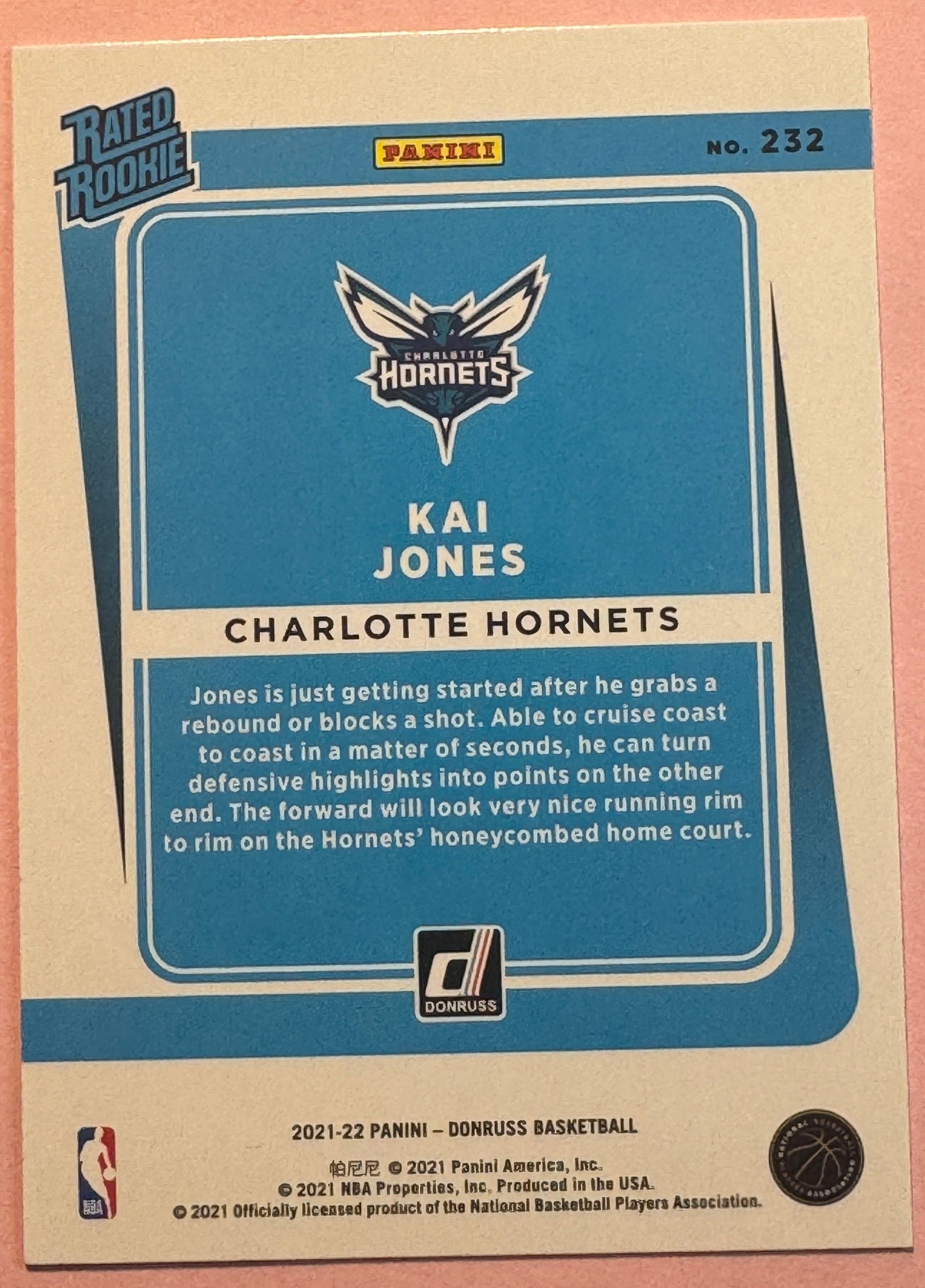 2021 Panini Donruss Basketball Kai Jones #232 Hornets Rated Rookie