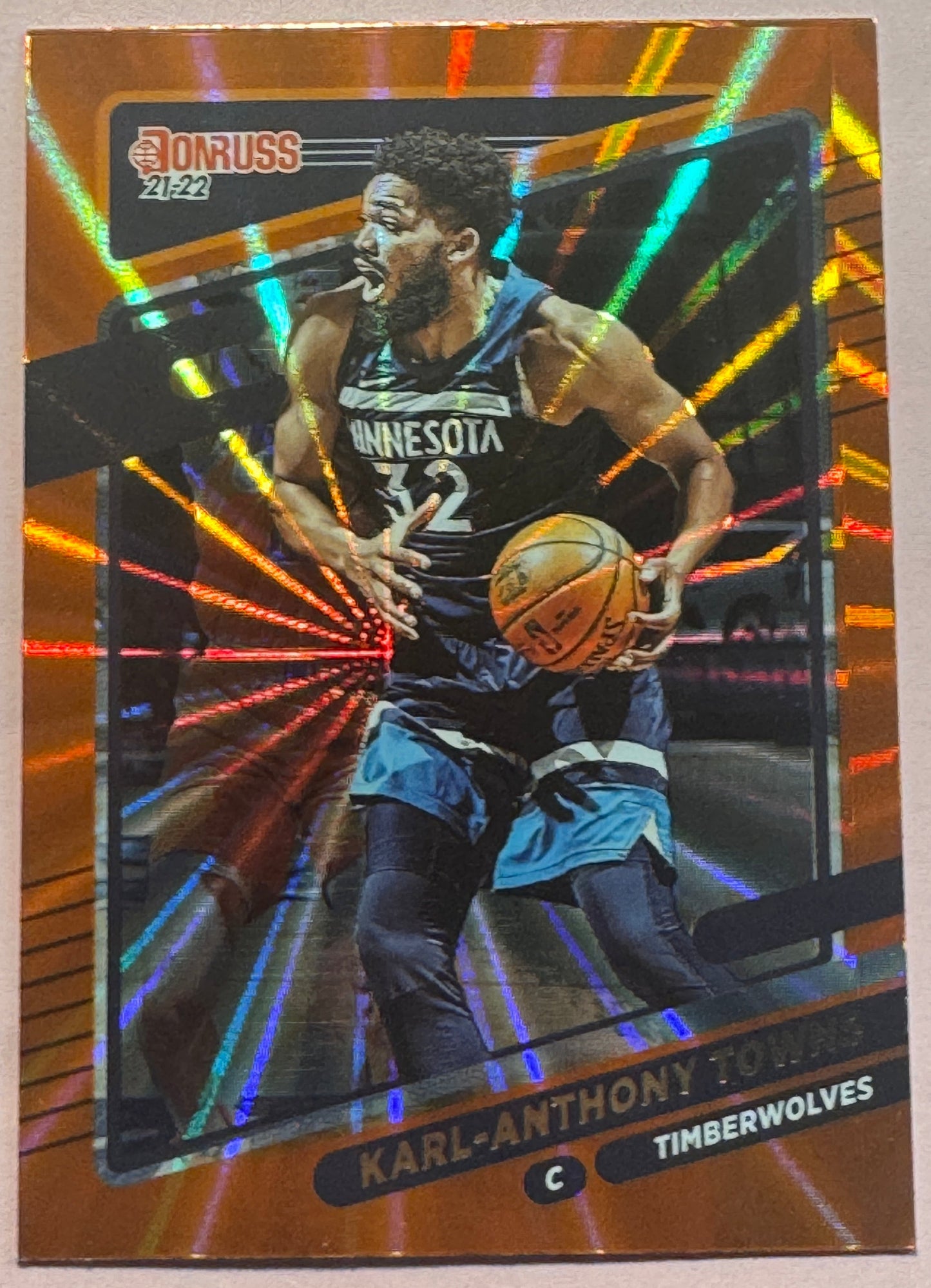 2021 Panini Donruss Basketball Karl-Anthony Towns #75 Timberwolves Orange Laser