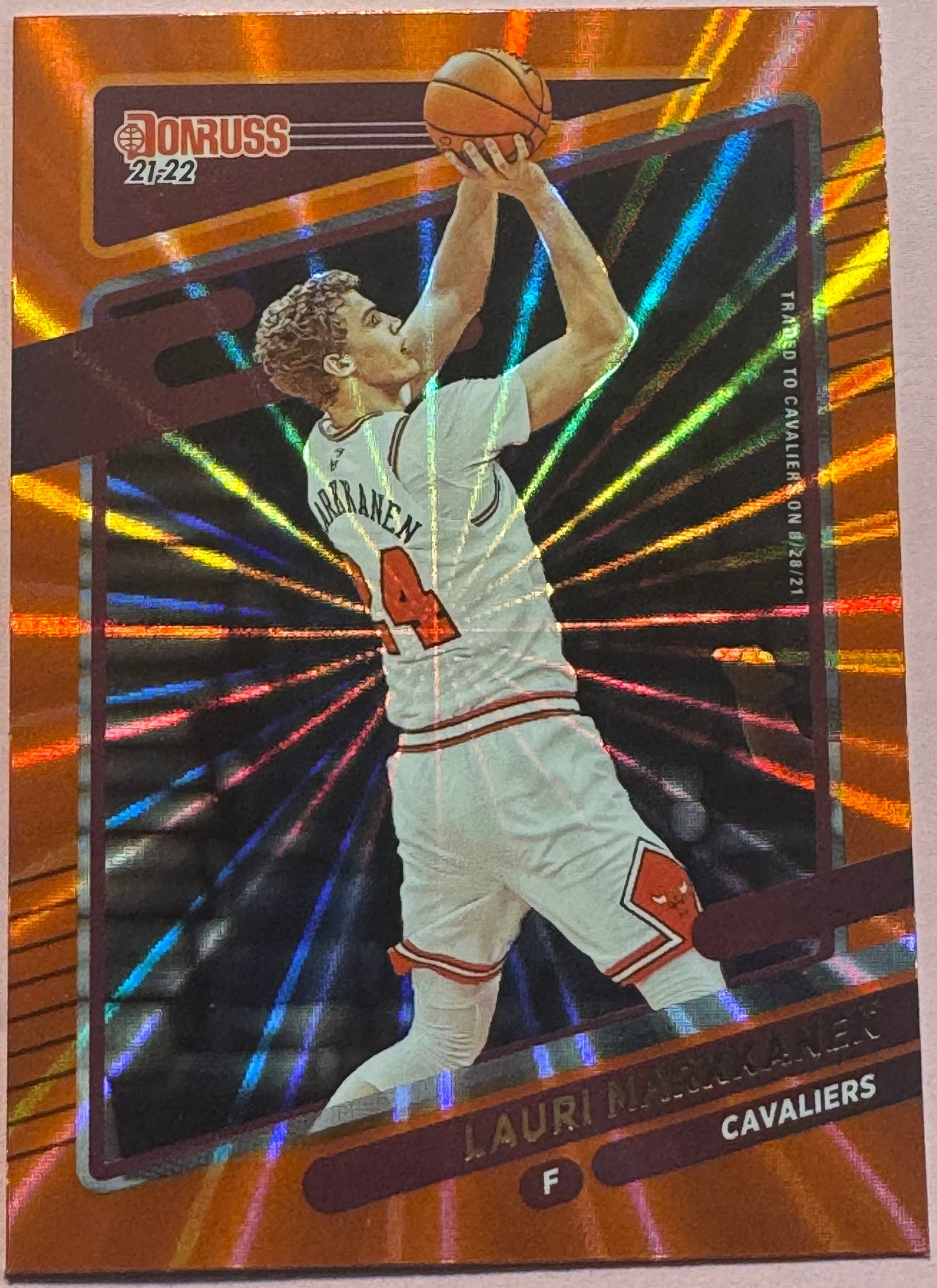 2021 Panini Donruss Basketball Lauri Markkanen #149 Cavaliers Orange Laser