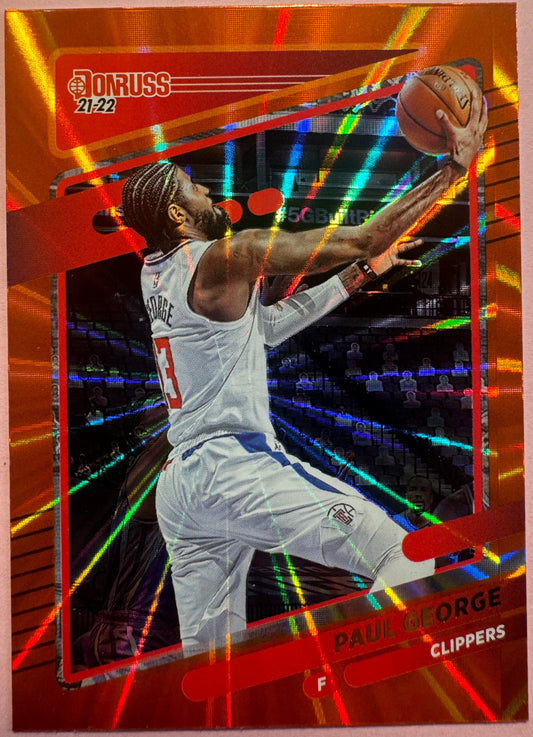 2021 Panini Donruss Basketball Paul George #32 Clippers Orange Laser