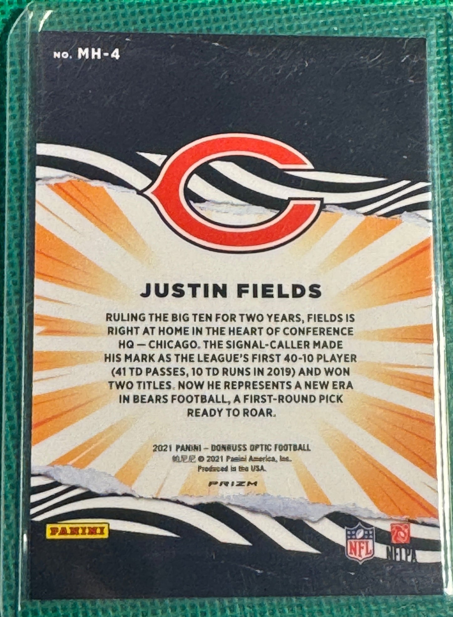 2021 Panini Donruss Optic Football Justin Fields #MH-4 Bears My House Silver Prizm