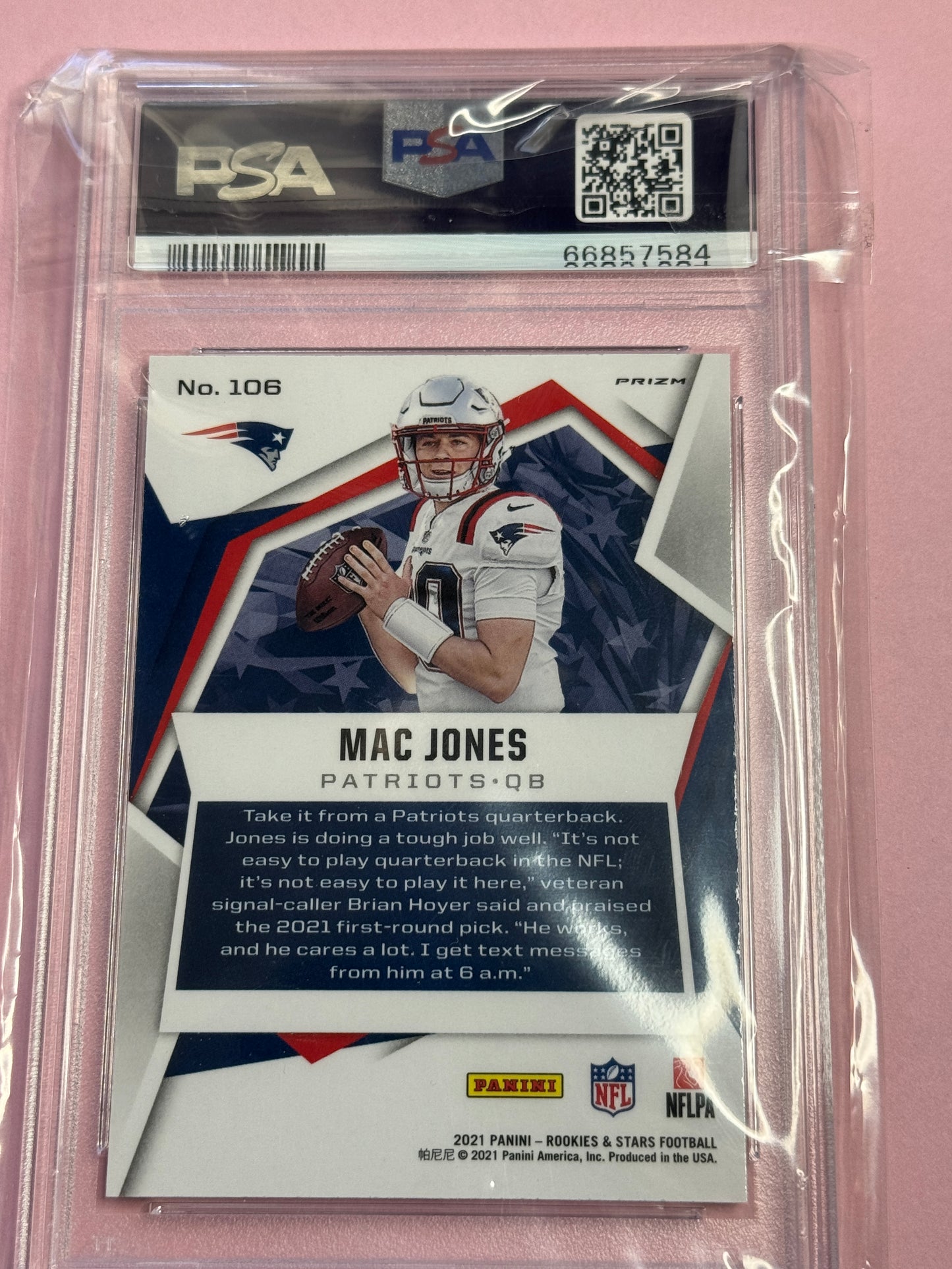 2021 Panini R&S Mac Jones #108 Patriots RC Pulsar Prizm PSA 9 Slab