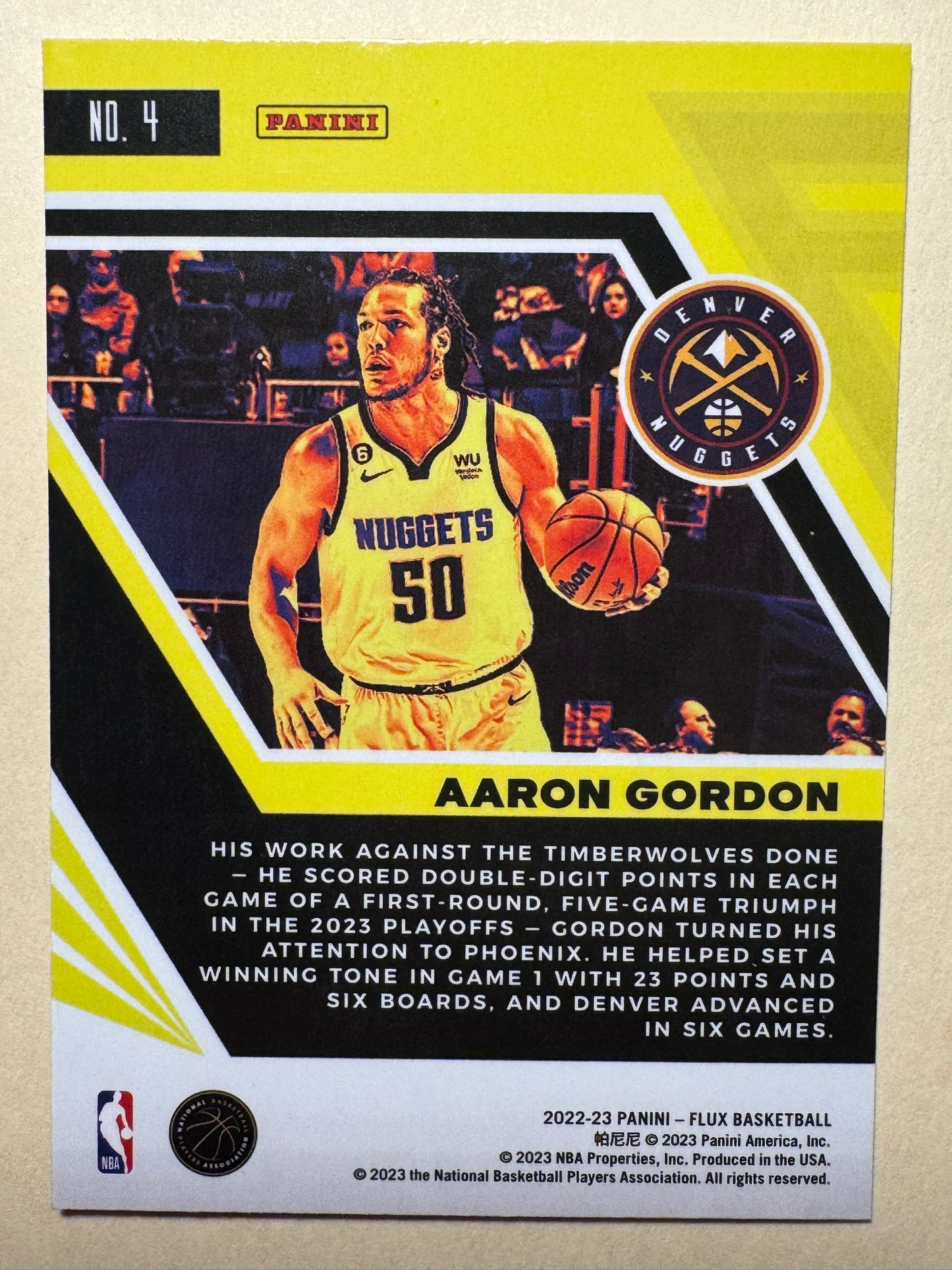 2022-23 PANINI | FLUX BASKETBALL | AARON GORDON NO.4 | NUGGETS