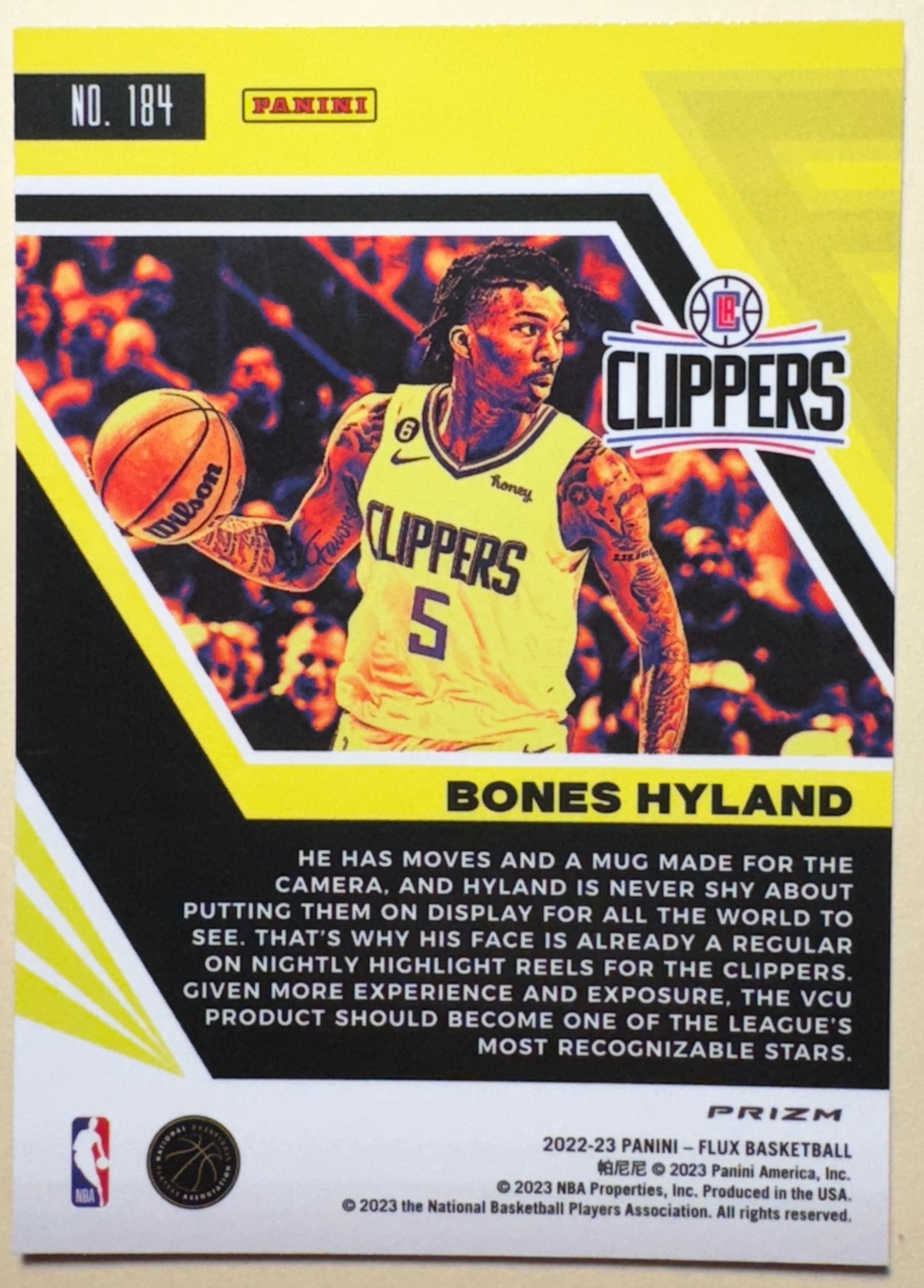 2022-23 PANINI | FLUX BASKETBALL | BONES HYLAND NO.184 | RED CRACKED ICE