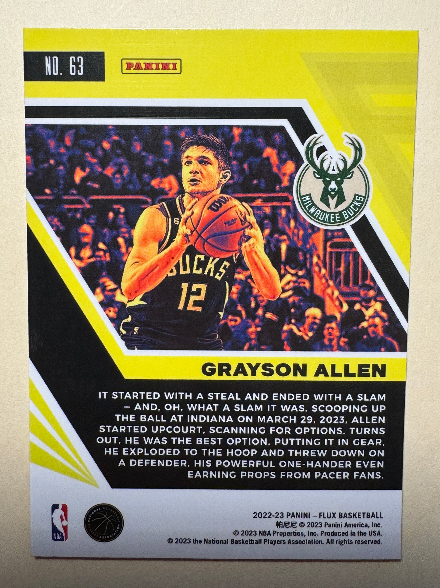 2022-23 PANINI | FLUX BASKETBALL | GRAYSON ALLEN NO.63 | BUCKS