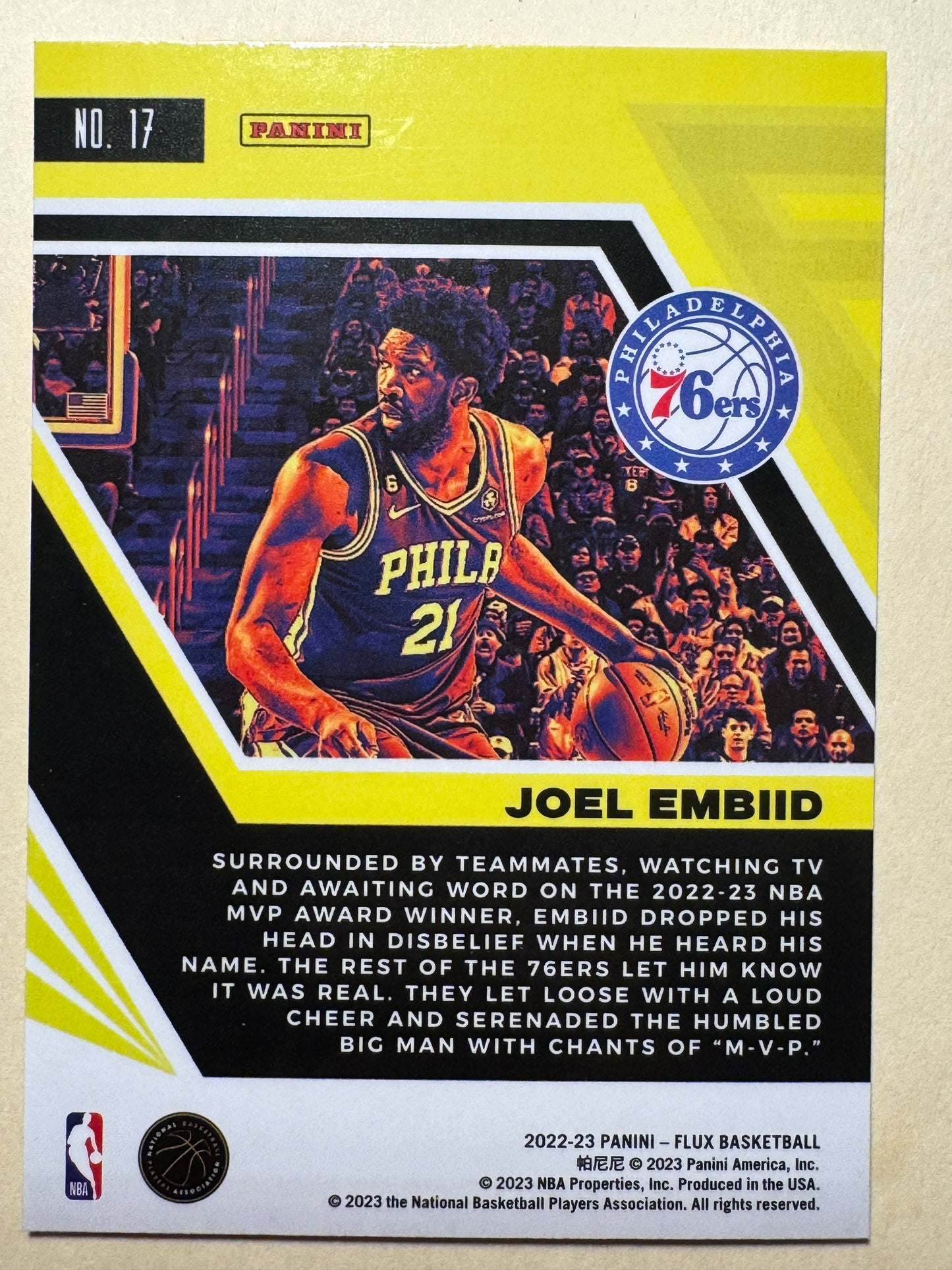 2022-23 PANINI | FLUX BASKETBALL | JOEL EMBIID NO.17 | 76ERS