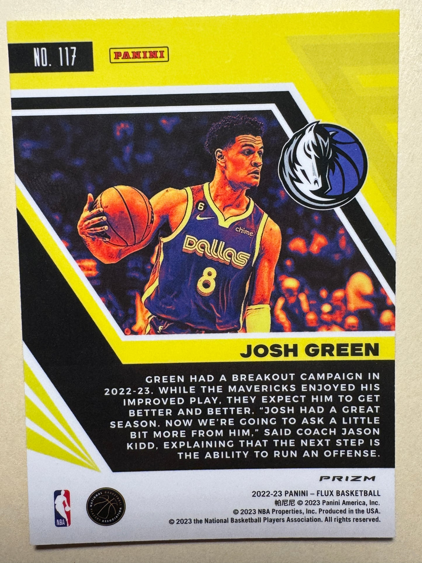 2022-23 PANINI | FLUX BASKETBALL | JOSH GREEN NO.117 | Mavericks | SILVER PRIZM