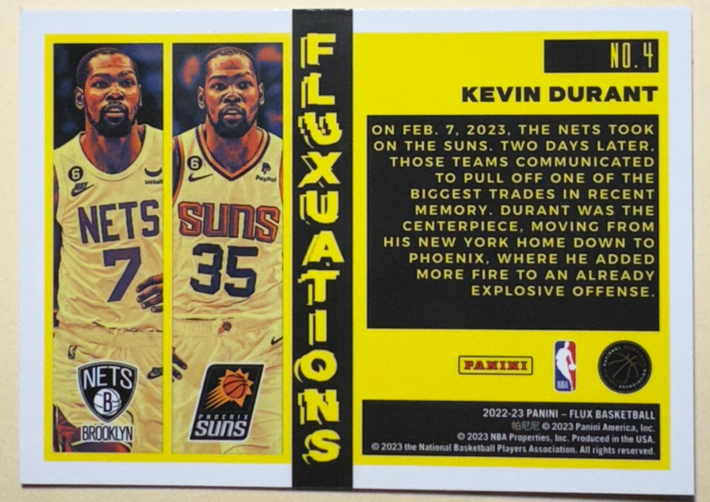 2022-23 PANINI | FLUX BASKETBALL | KEVIN DURANT NO. 4 | Nets/Suns | FLUXUATIONS