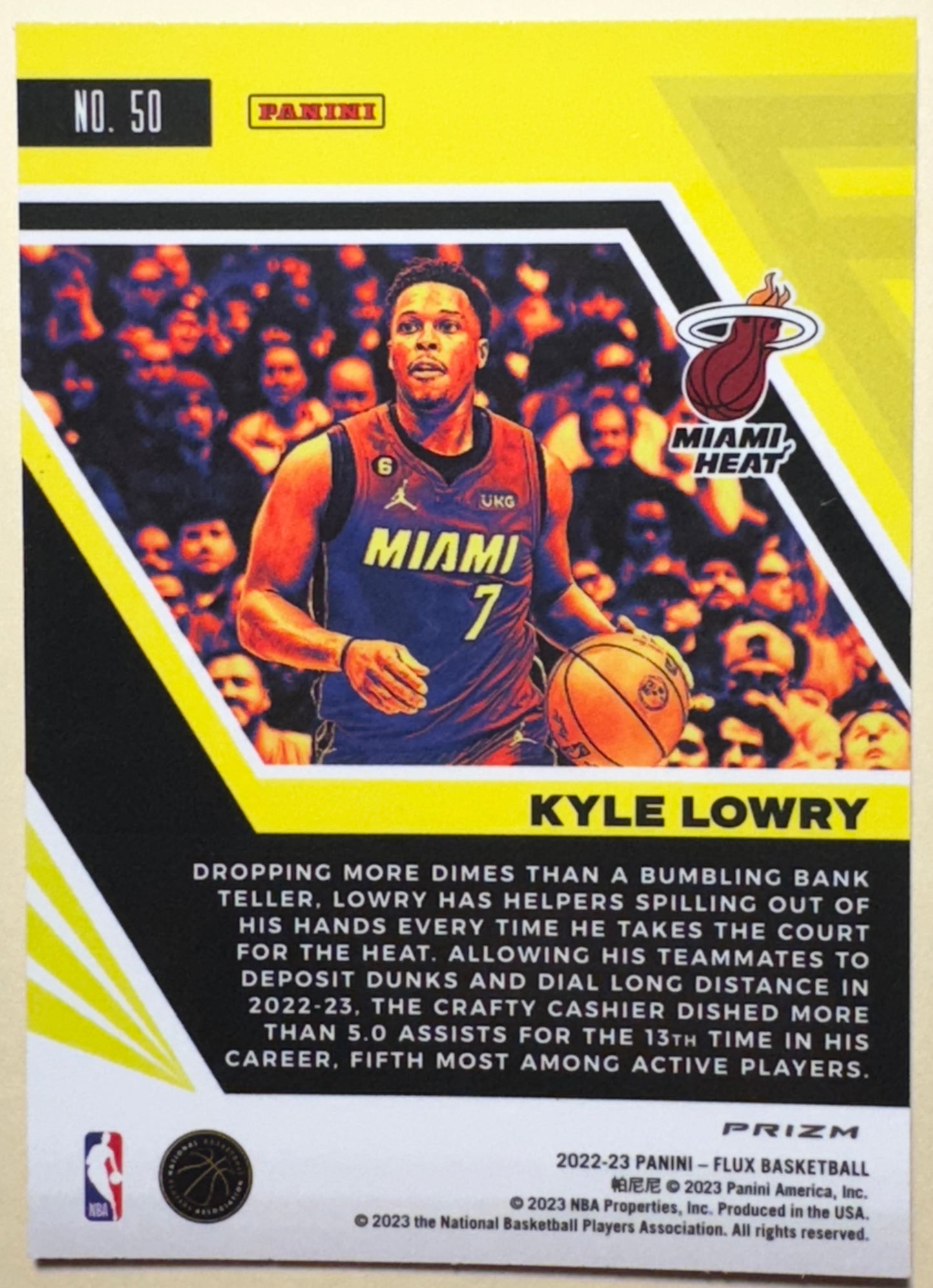 2022-23 PANINI | FLUX BASKETBALL | KYLE LOWRY NO. 50 | HEAT | RED CRACKED ICE