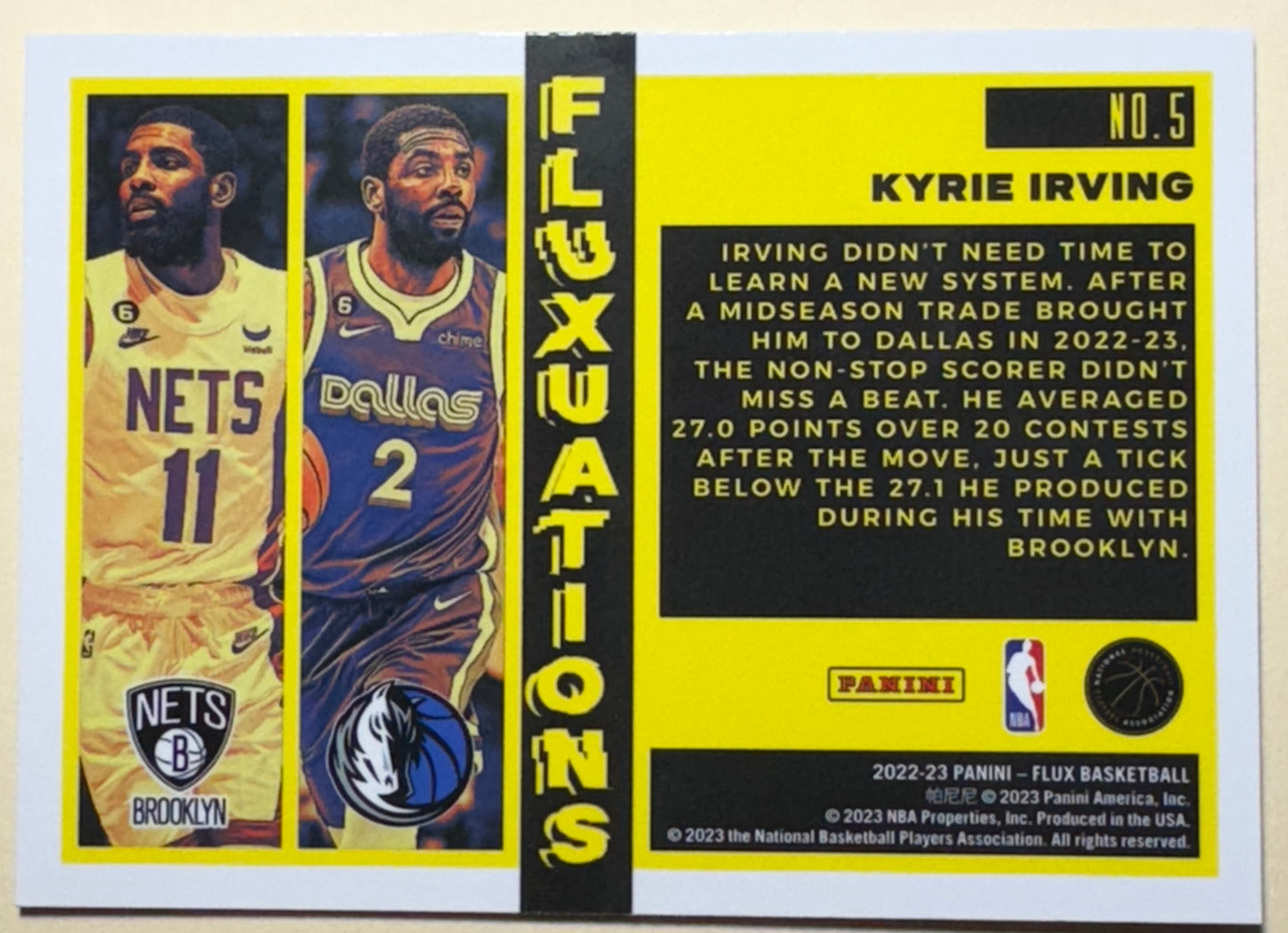 2022-23 PANINI | FLUX BASKETBALL | KYRIE IRVING NO. 5 | NETS/MAVERICKS