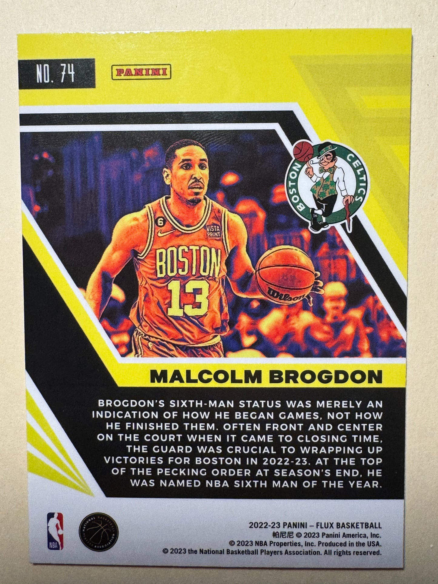 2022-23 PANINI | FLUX BASKETBALL | MALCOLM BROGDON NO.74 | CELTICS