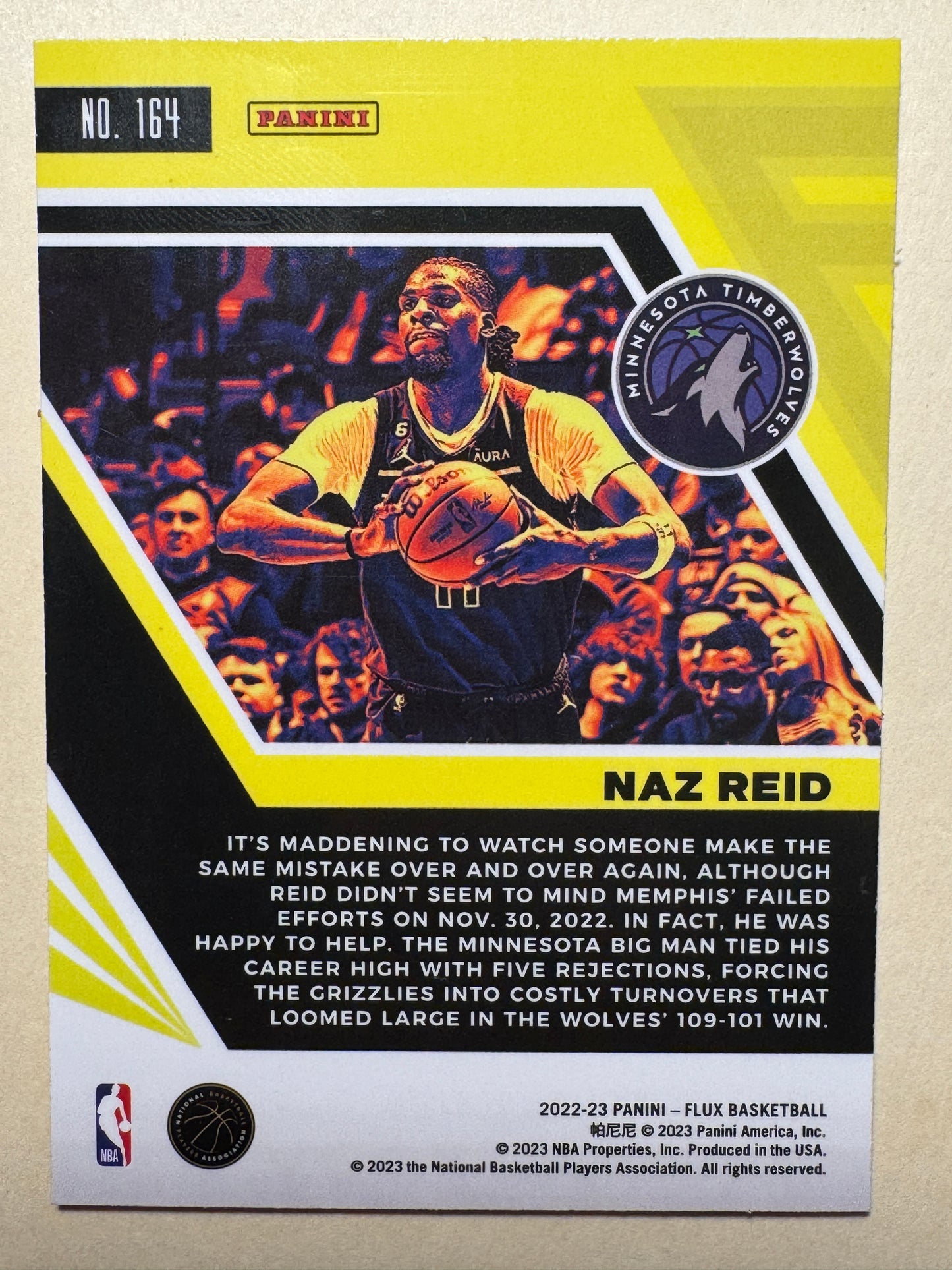 2022-23 PANINI | FLUX BASKETBALL | NAZ REID NO.164 | TIMBERWOLVES