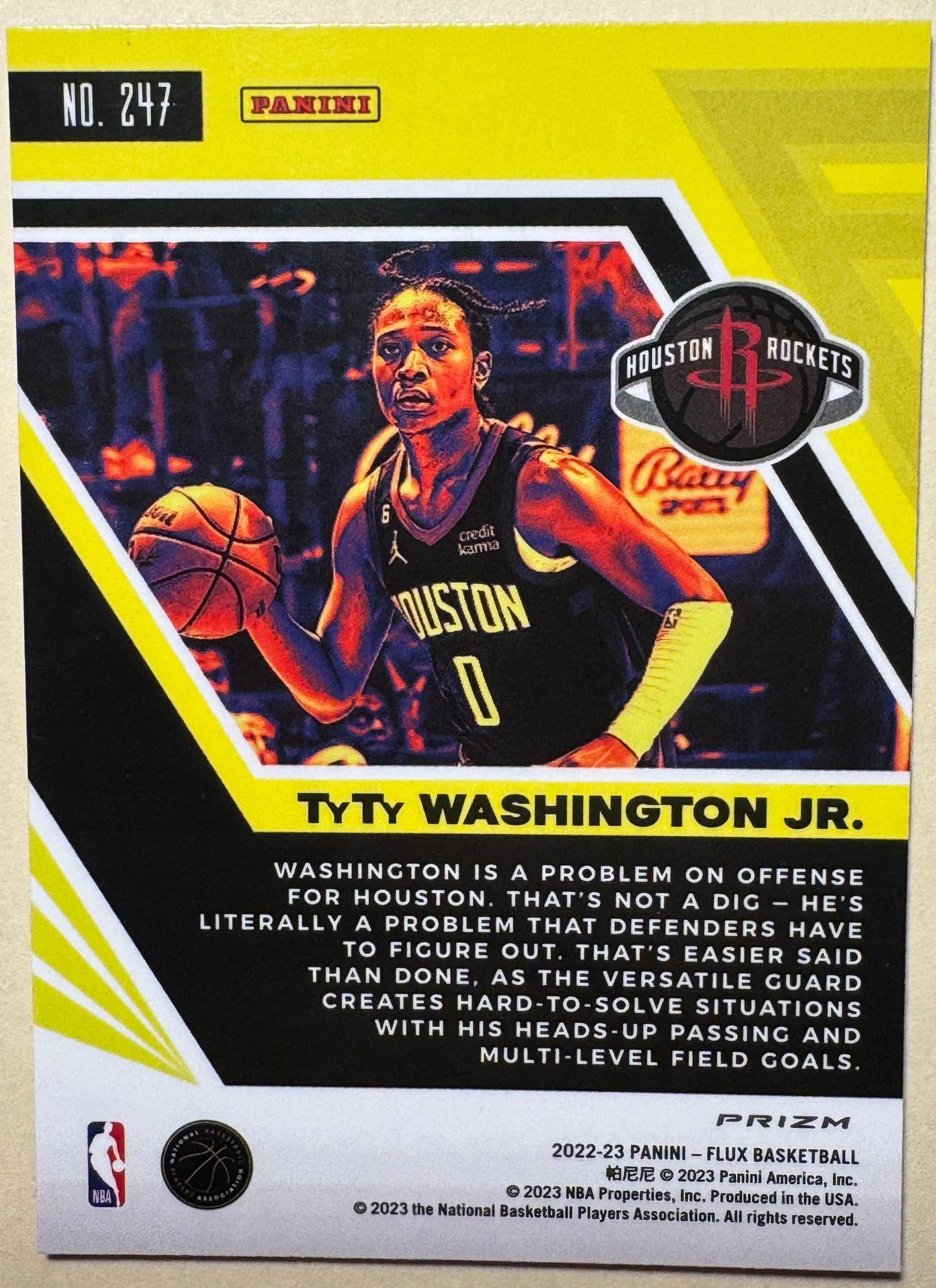 2022-23 PANINI | FLUX BASKETBALL | TYTY WASHINGTON JR NO. 247 | ROCKETS