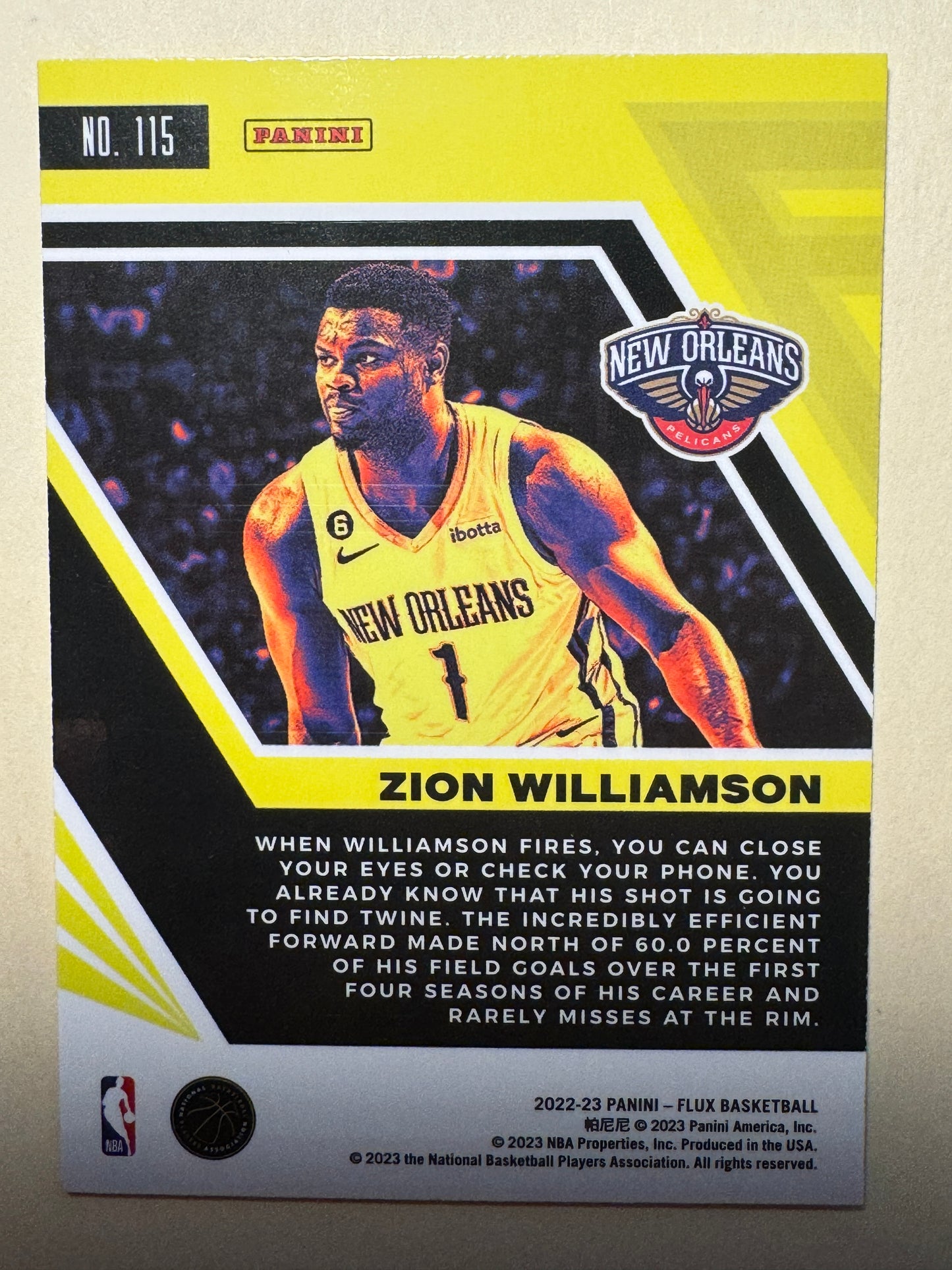 2022-23 PANINI | FLUX BASKETBALL | ZION WILLIAMSON NO. 115 | PELICANS